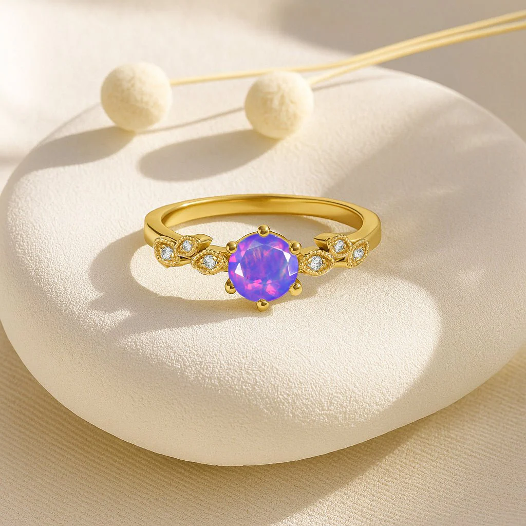 Lavender Opal Engagement Ring - Timeless Elegance - Image 6