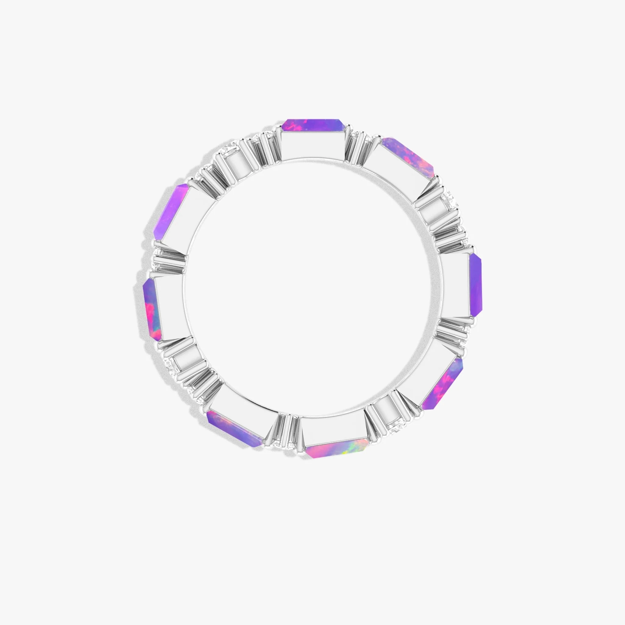 Lavender Opal Eternity Band Ring with Zircon Accents - Image 3