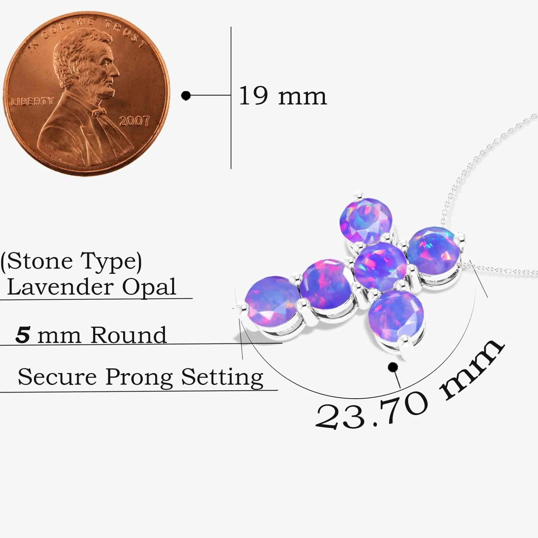 Lavender Opal Gemstone Cross Pendant - Image 3