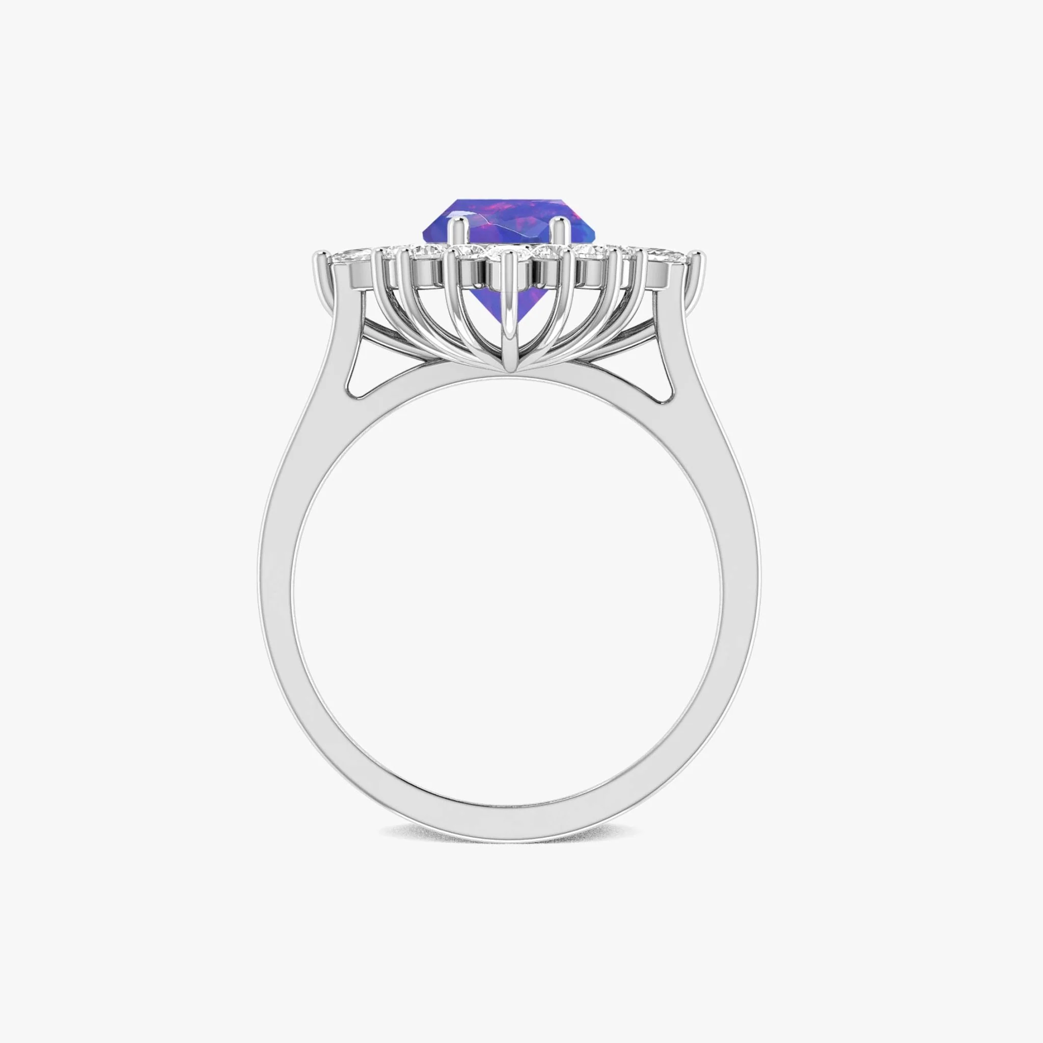 Lavender Opal Halo Ring with White Zircon & Gold Finish - Image 6