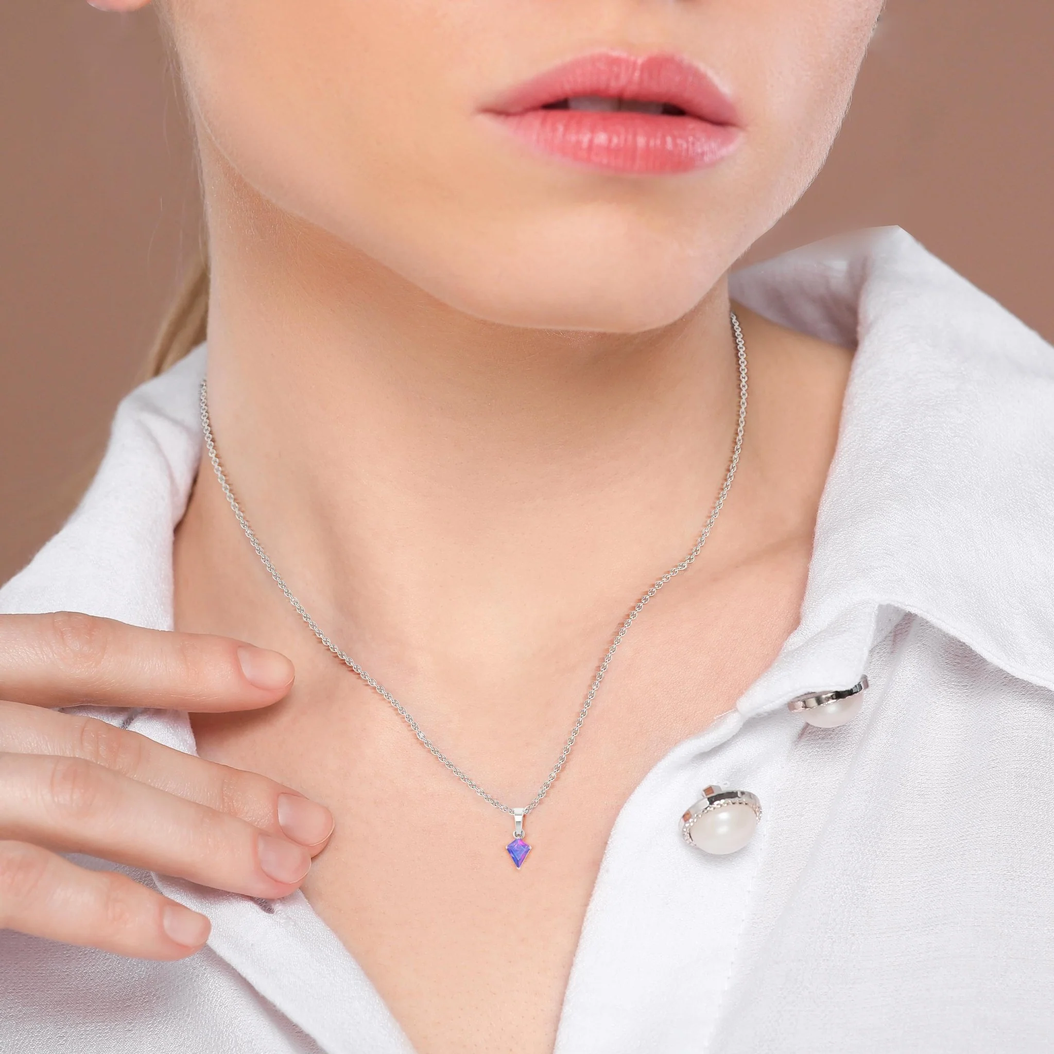 Lavender Opal Kite Gemstone Pendant Necklace - Image 4
