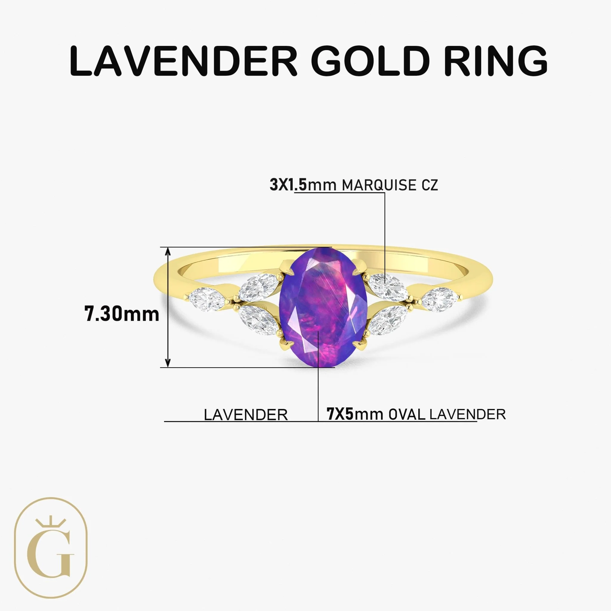 Lavender Opal Leaf Ring in Silver & Gold - Image 8