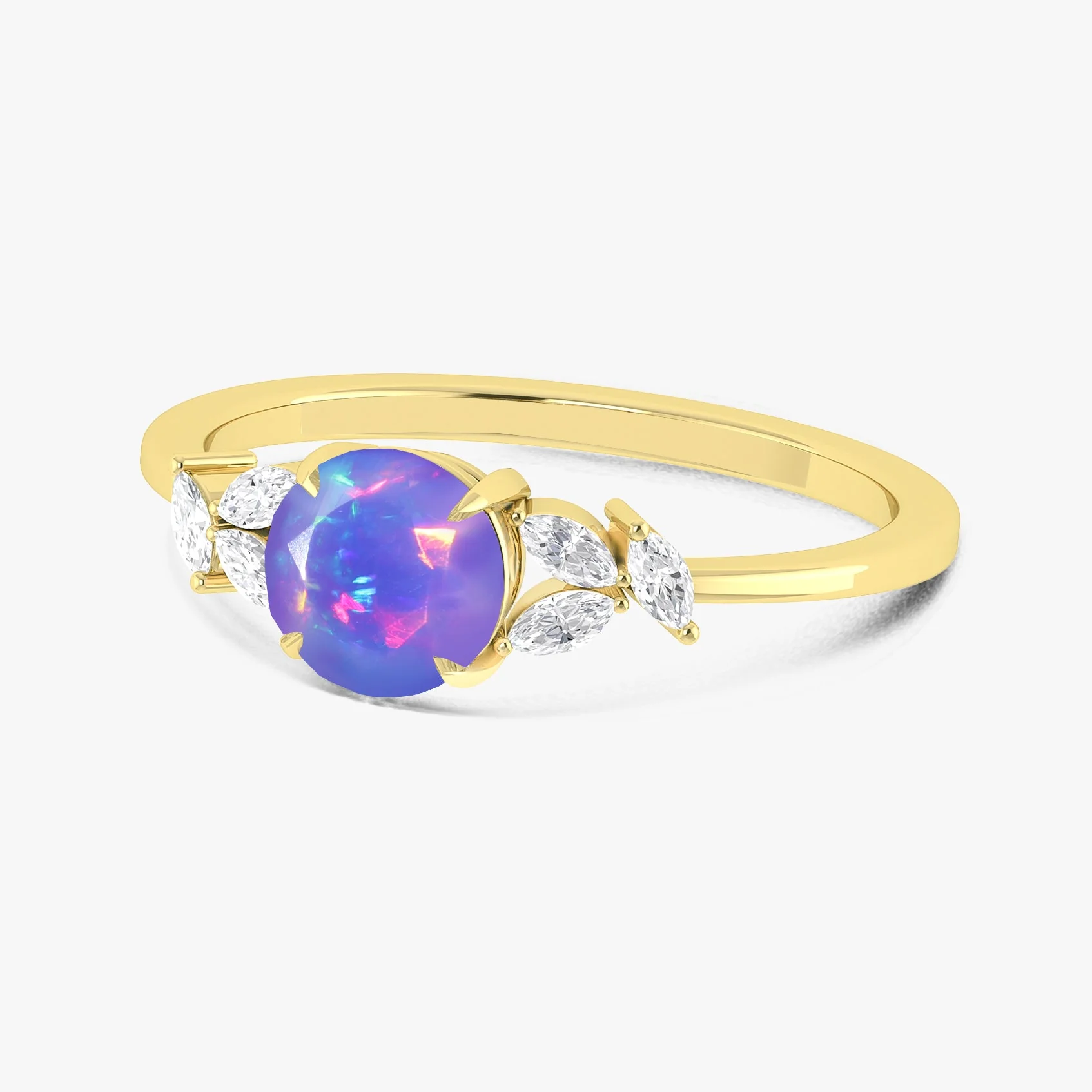 Lavender Opal Leaf Ring in Silver & Gold Filled - Image 3