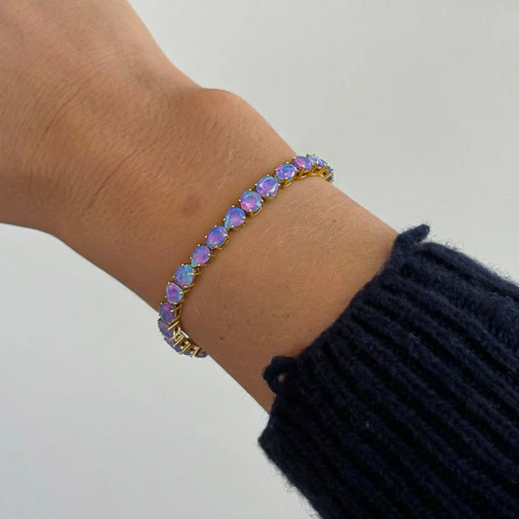 Lavender Opal Multi Shape Tennis Bracelet in 925 Sterling Silver 15.65 CT - Image 10