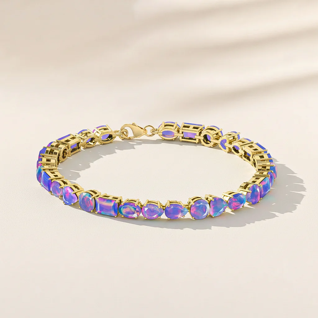 Lavender Opal Multi Shape Tennis Bracelet in 925 Sterling Silver 15.65 CT - Image 6