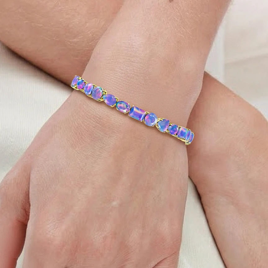 Lavender Opal Multi Shape Tennis Bracelet in 925 Sterling Silver 15.65 CT - Image 7