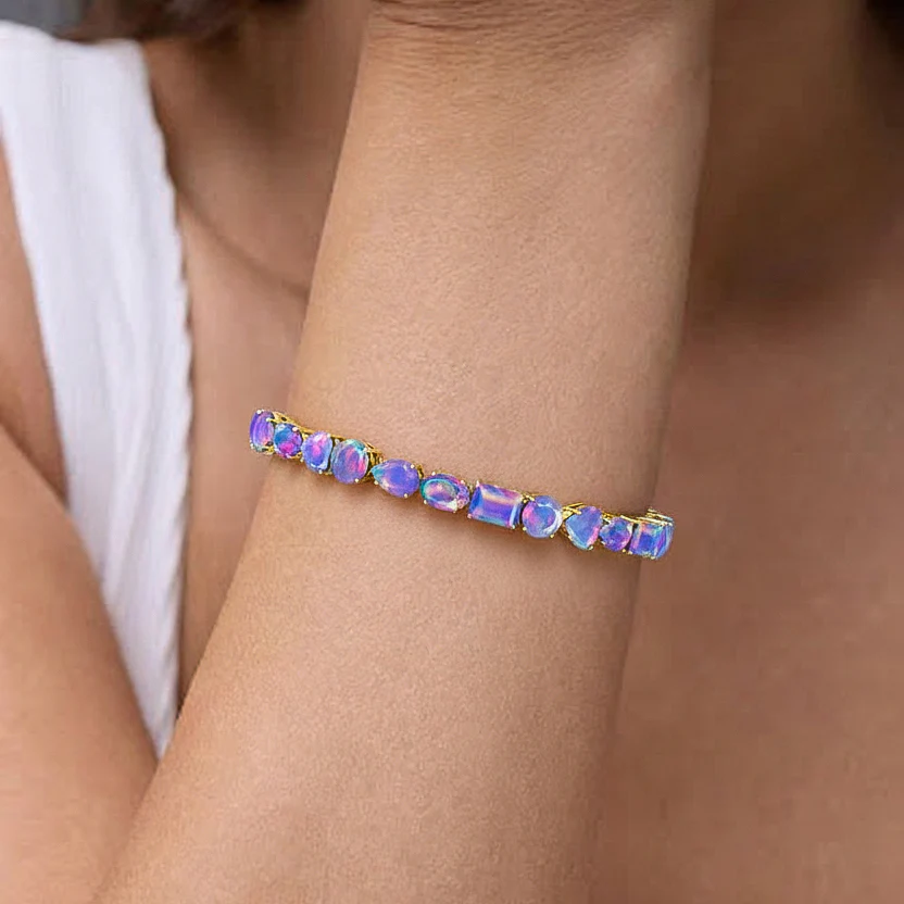 Lavender Opal Multi Shape Tennis Bracelet in 925 Sterling Silver 15.65 CT - Image 8