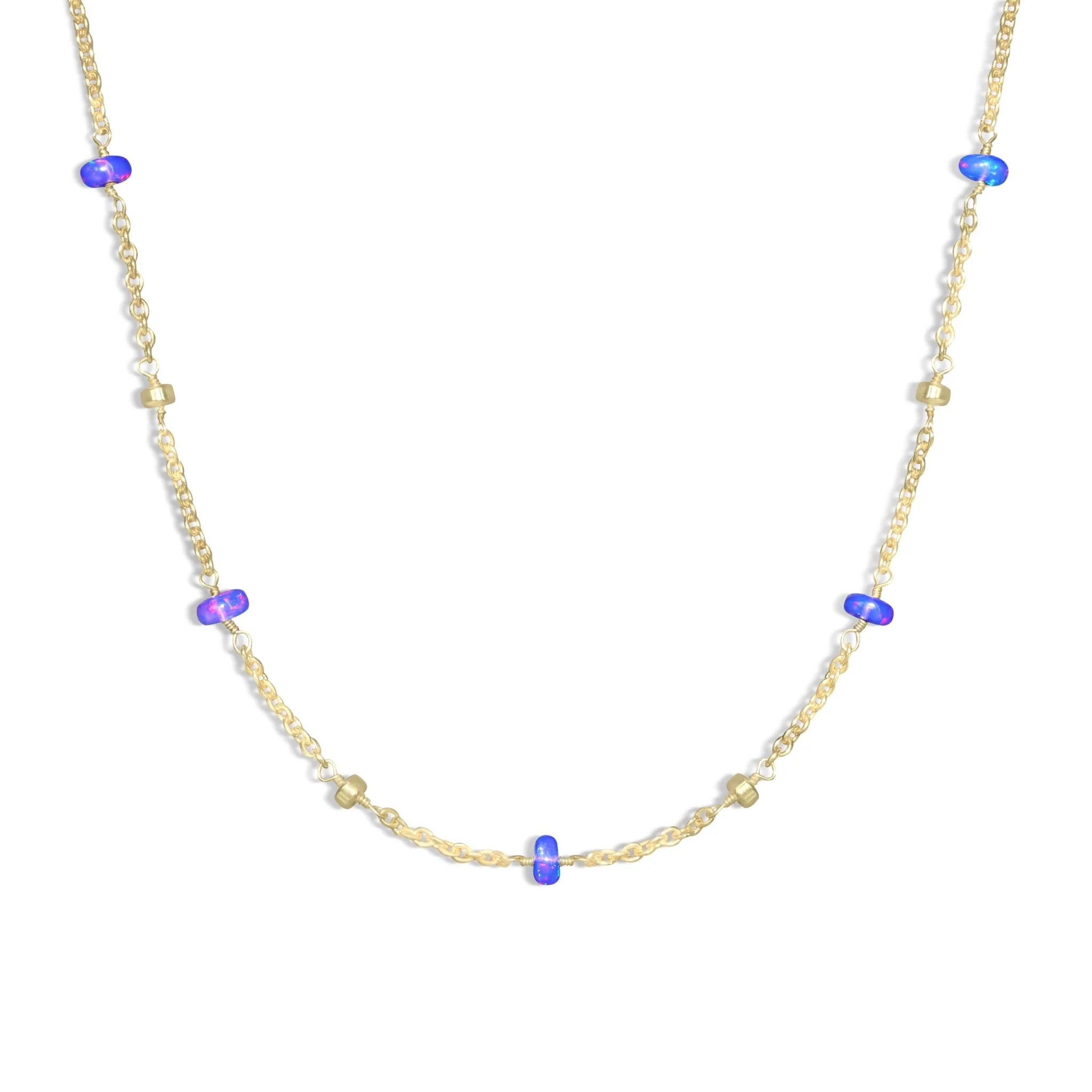Lavender Opal Pendant Cable Chain Necklace