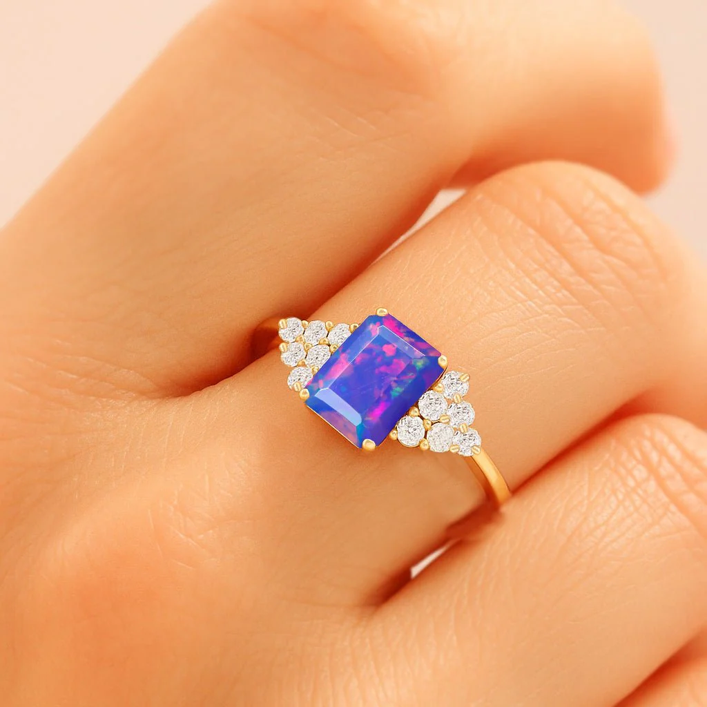 Lavender Opal Ring in Yellow Gold & Sterling Silver - Image 2