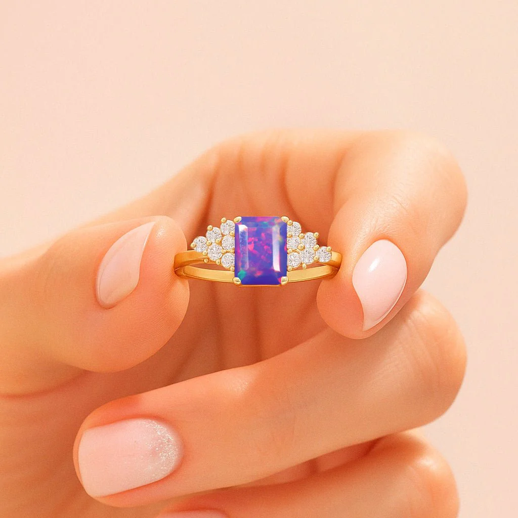 Lavender Opal Ring in Yellow Gold & Sterling Silver - Image 4