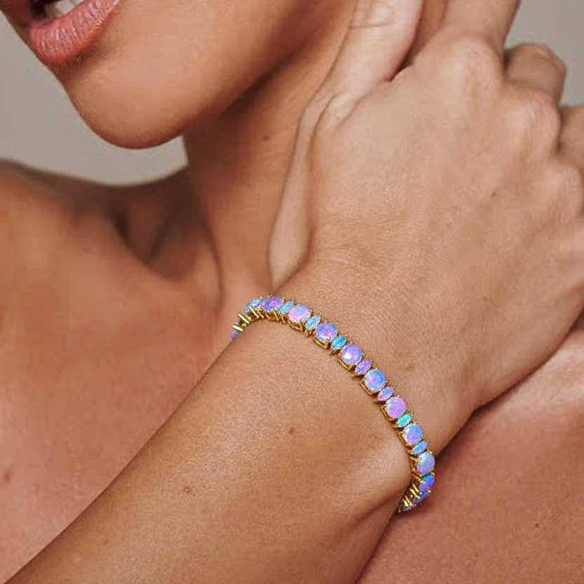 Lavender Opal Round & Marquise Bracelet 5 MM & 5x2.5 MM 22.11 Ct Soft Elegance - Image 10