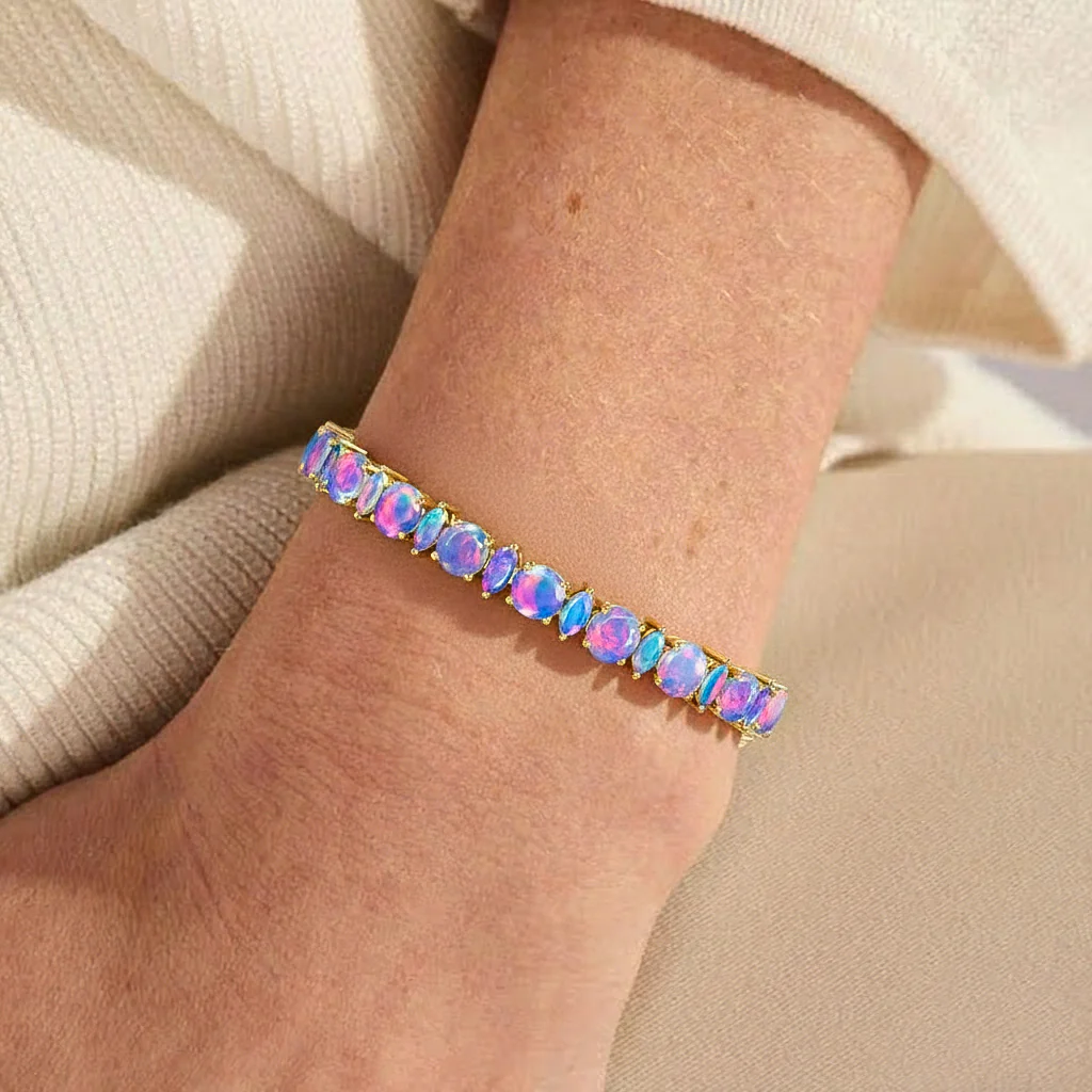 Lavender Opal Round & Marquise Bracelet 5 MM & 5x2.5 MM 22.11 Ct Soft Elegance - Image 7