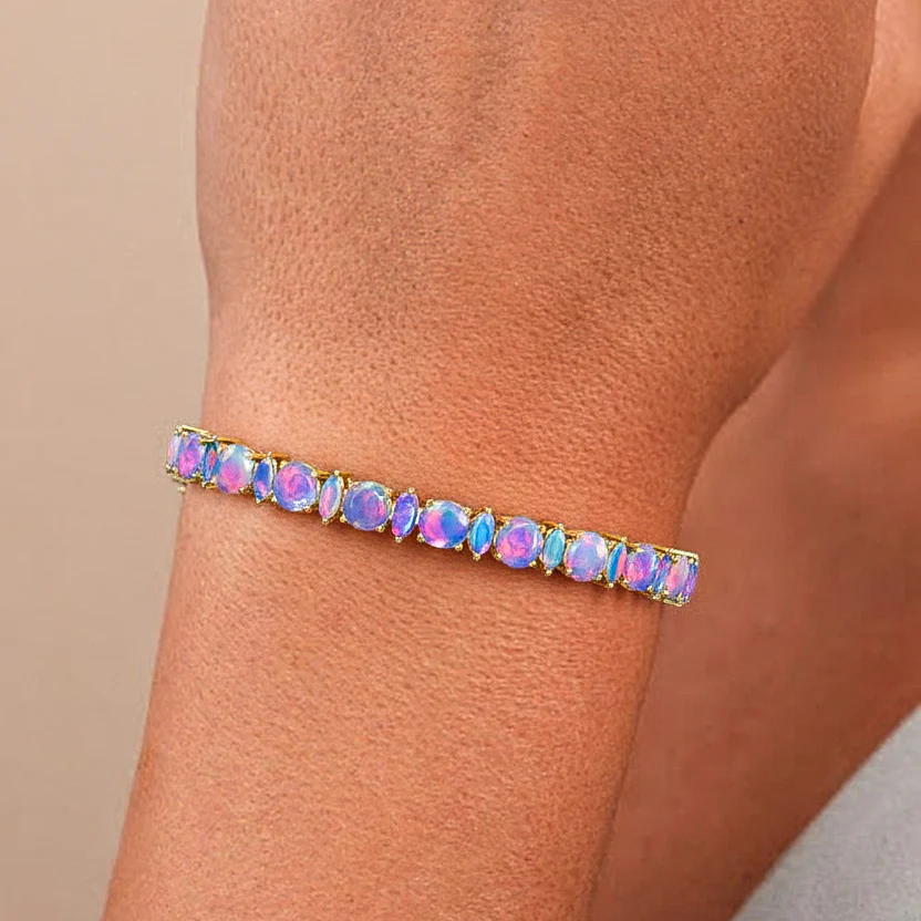Lavender Opal Round & Marquise Bracelet 5 MM & 5x2.5 MM 22.11 Ct Soft Elegance - Image 8