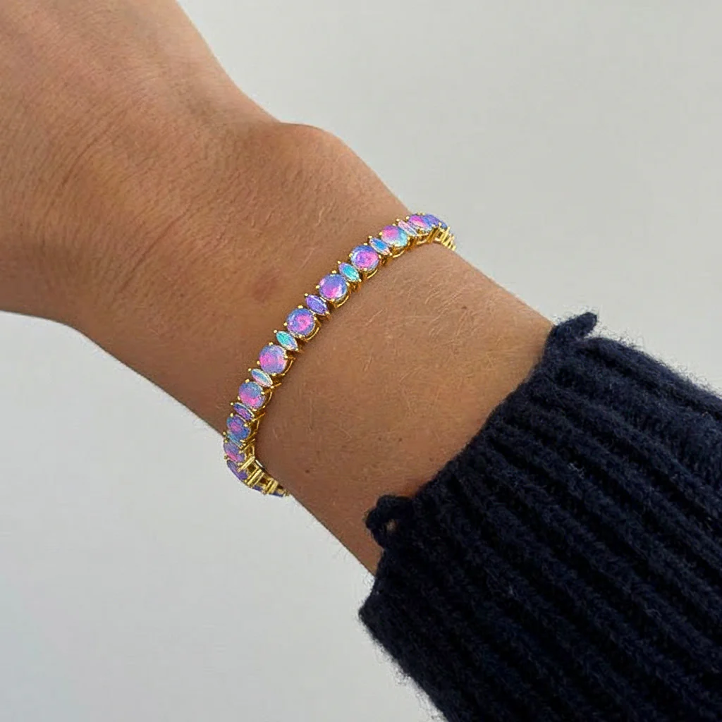 Lavender Opal Round & Marquise Bracelet 5 MM & 5x2.5 MM 22.11 Ct Soft Elegance - Image 9