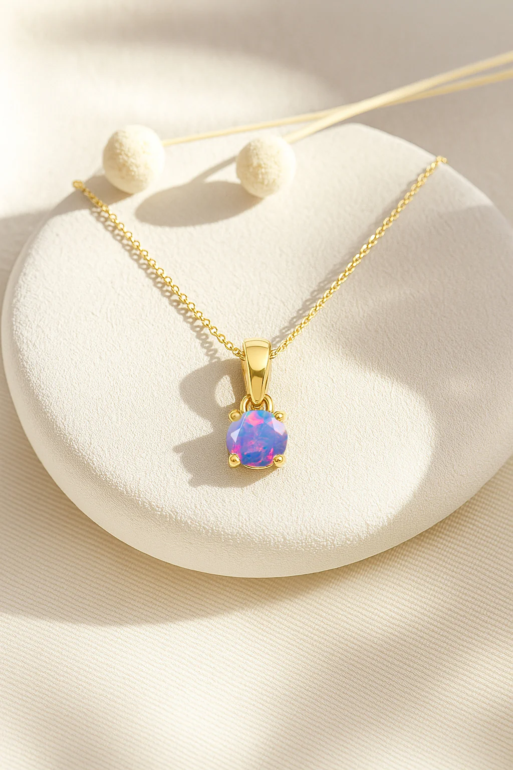 Lavender Opal Solitaire Teardrop Pendant Necklace in 925 Sterling Silver 7mm 1.2ct - Image 9