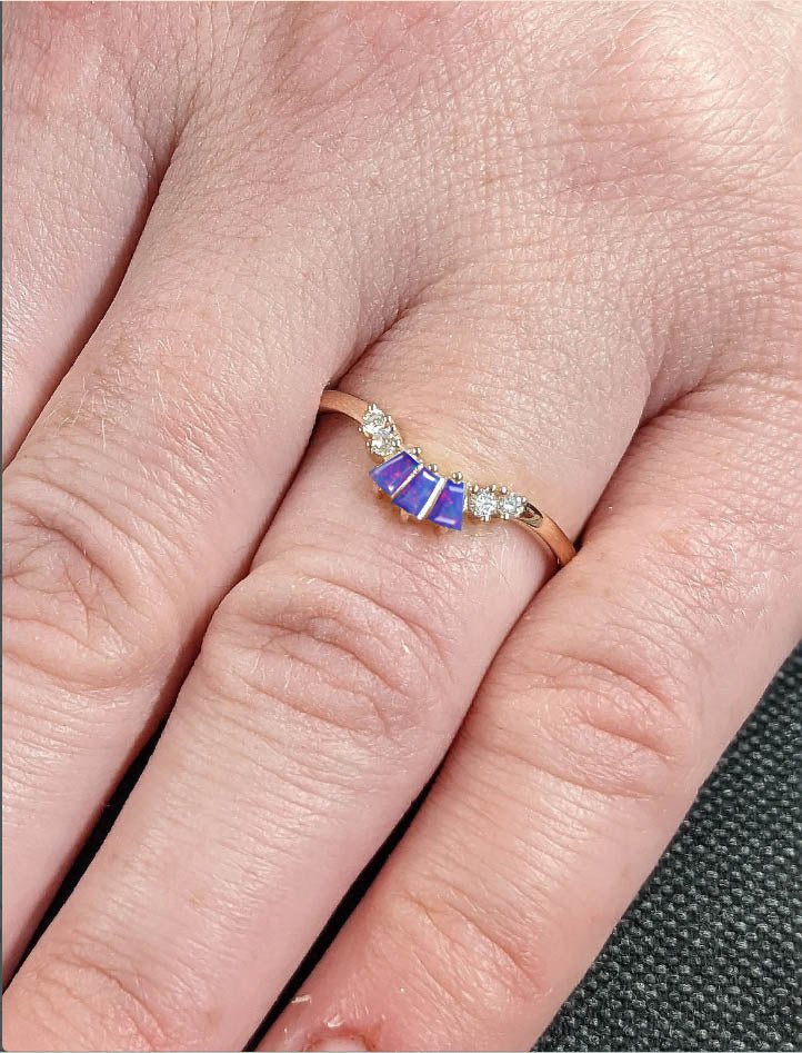 Lavender Opal Wishbone Crown Ring for Women - Image 2