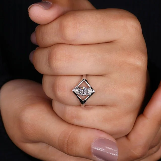 Marquise simulated diamond zircon Wedding or engagement ring - Image 2