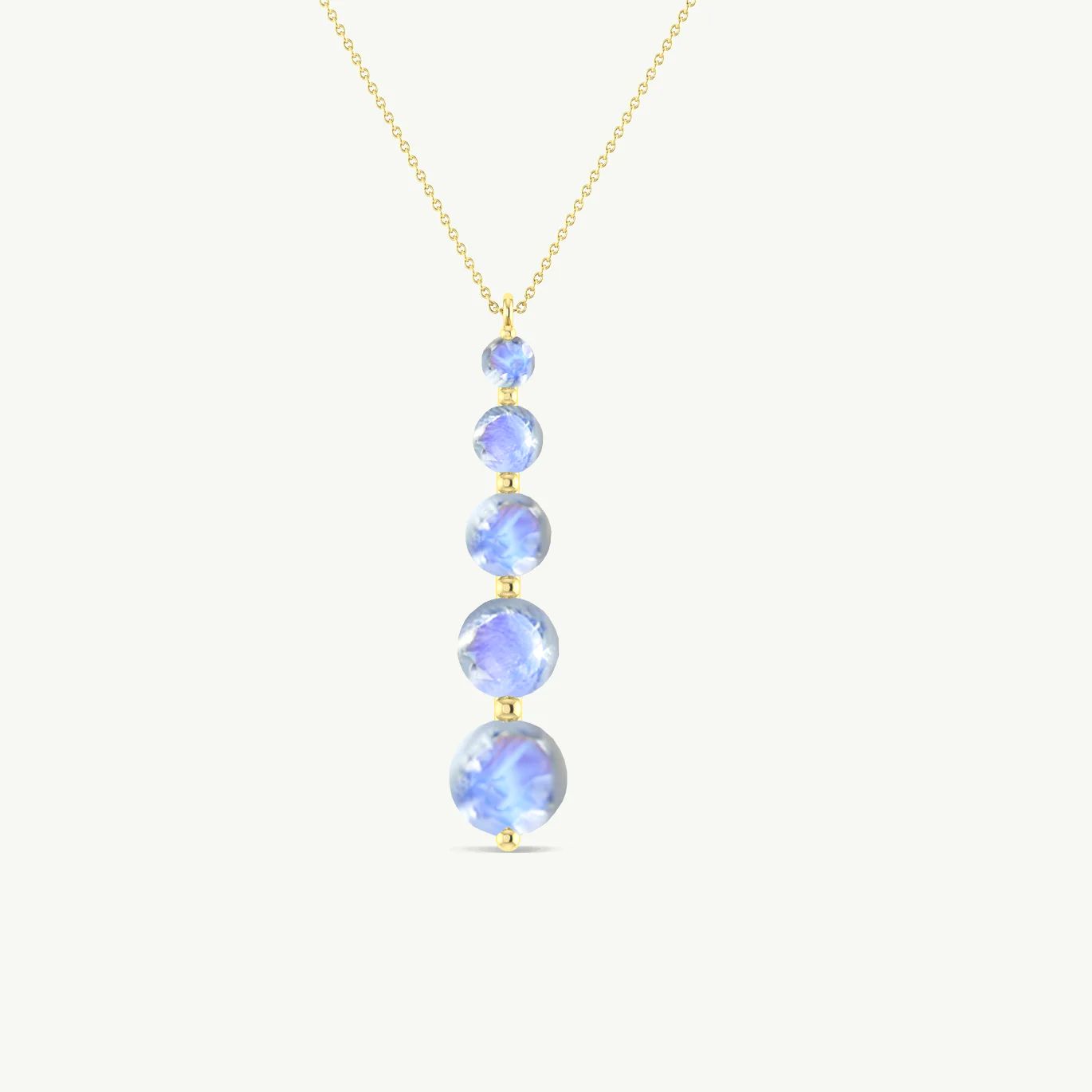 Moonstone 5 Stone Bar Pendant Necklace in 925 Sterling Silver 4ct - Image 2