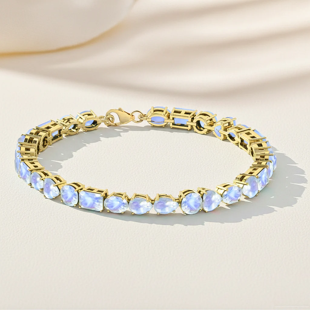 Moonstone Multi Shape Tennis Bracelet in 925 Sterling Silver 15.65 CT - Image 6