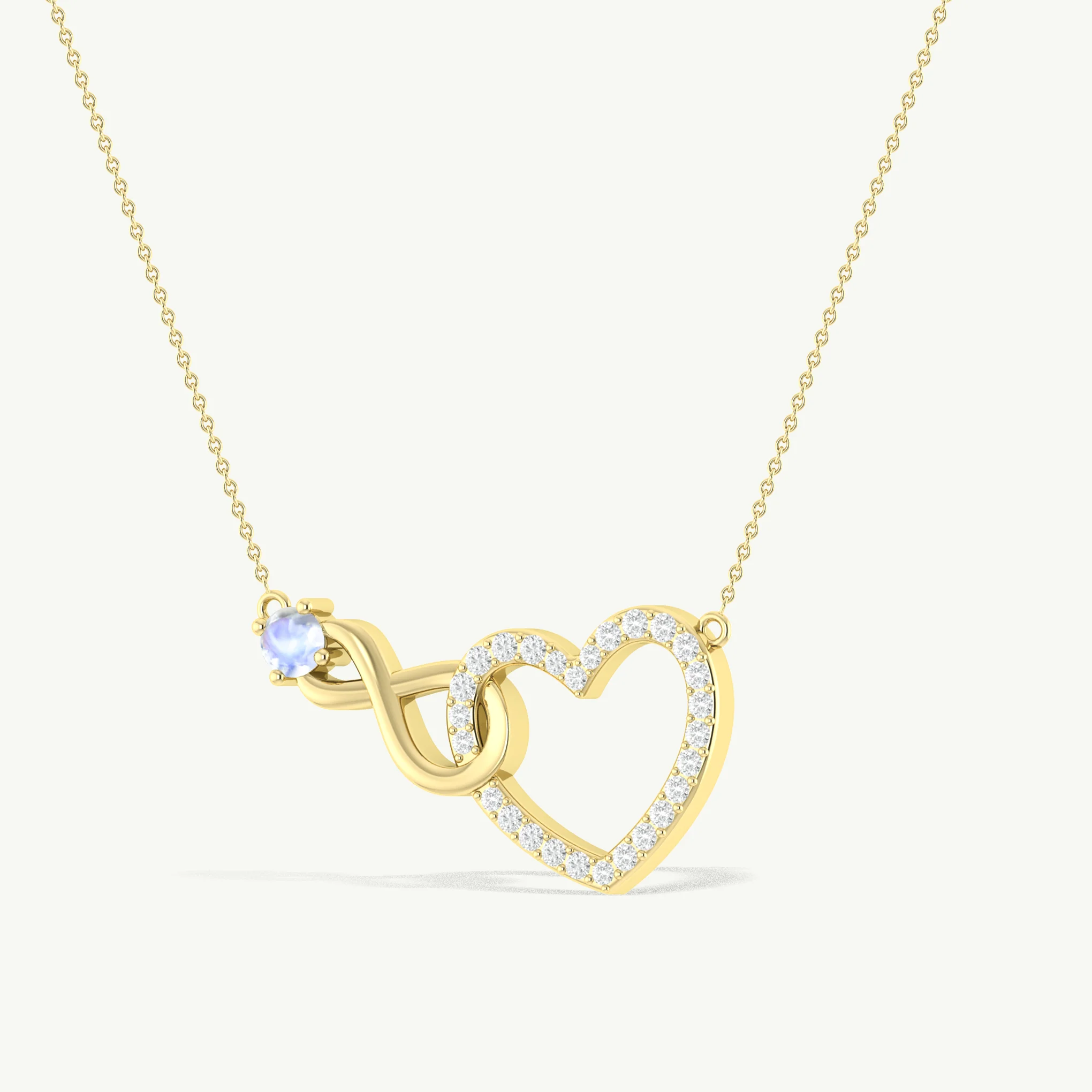 Moonstone Round Infinity Heart Pendant Necklace in 925 Sterling Silver - Image 2