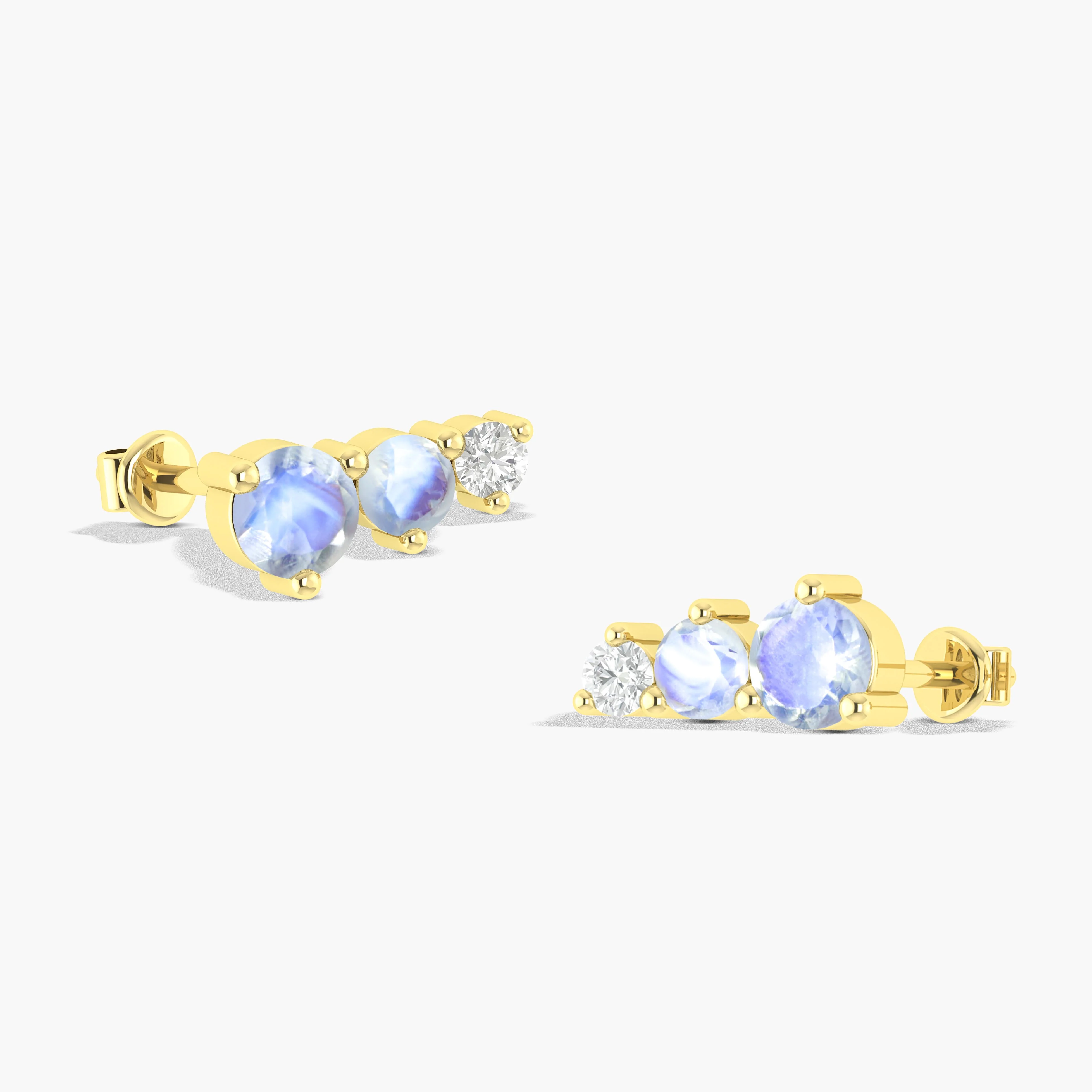 Moonstone Round Stud Earring in 925 Silver 1.5ct - Image 4