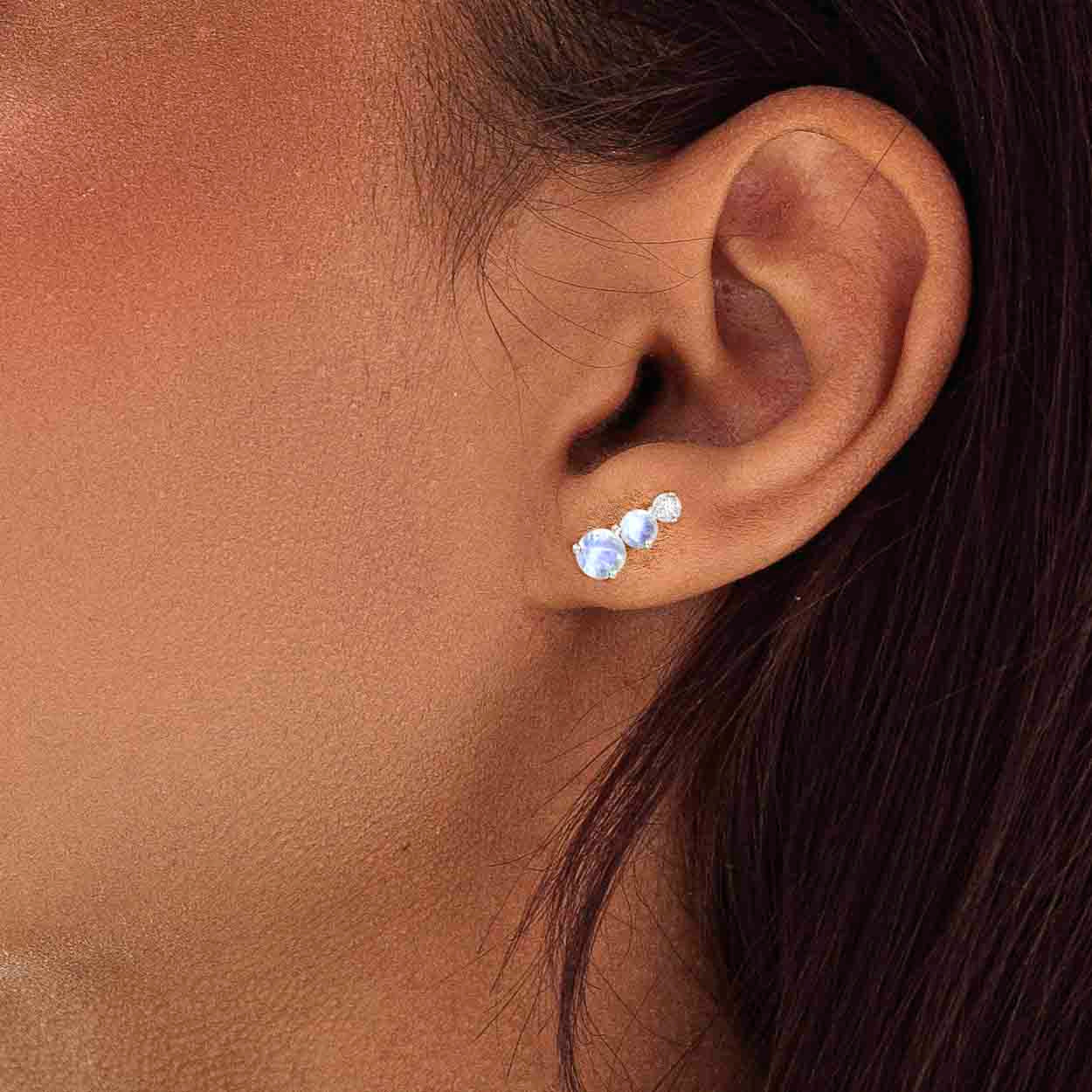 Moonstone Round Stud Earring in 925 Silver 1.5ct - Image 8