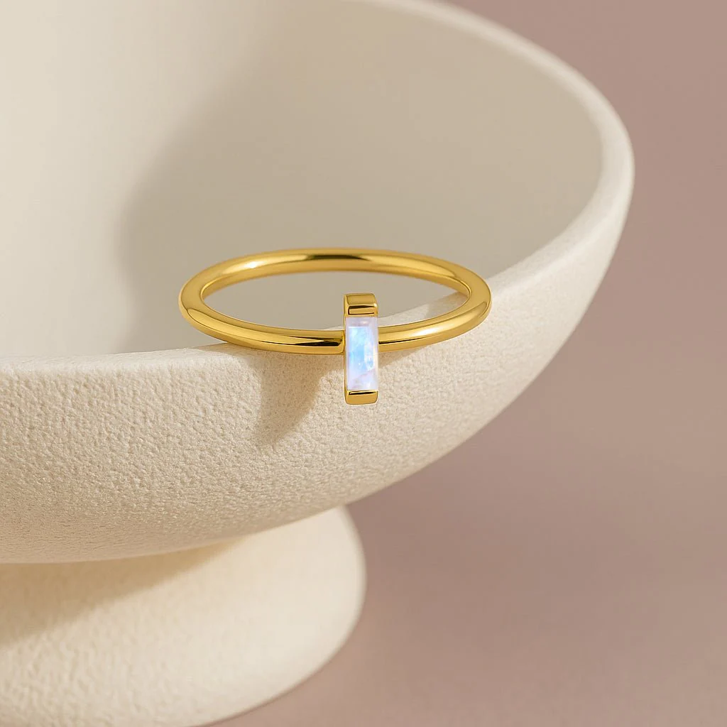 Moonstone Solitaire Birthstone Ring 4X2MM June Jewelry - Image 4