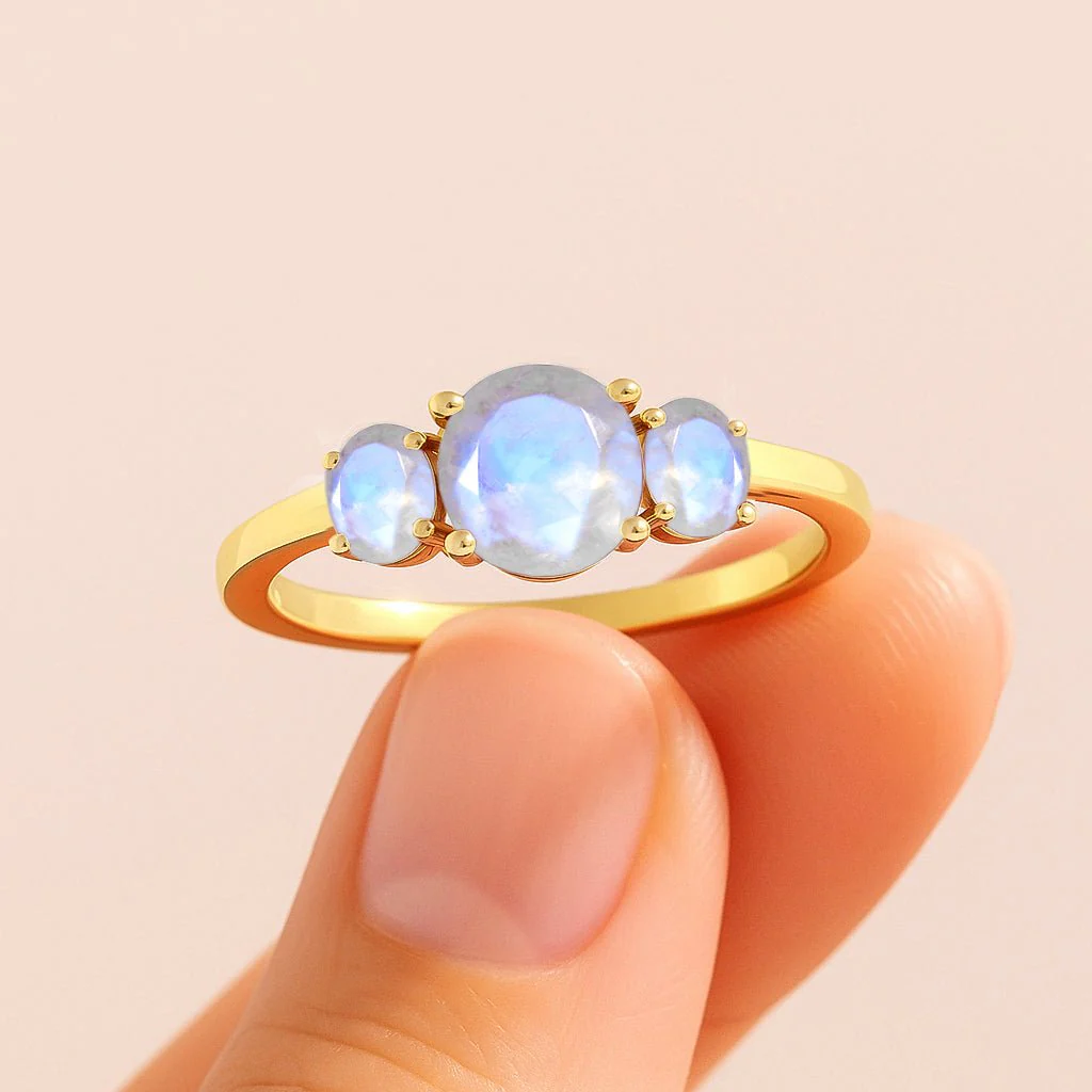 Moonstone Three Stone Engagement Ring - Image 3