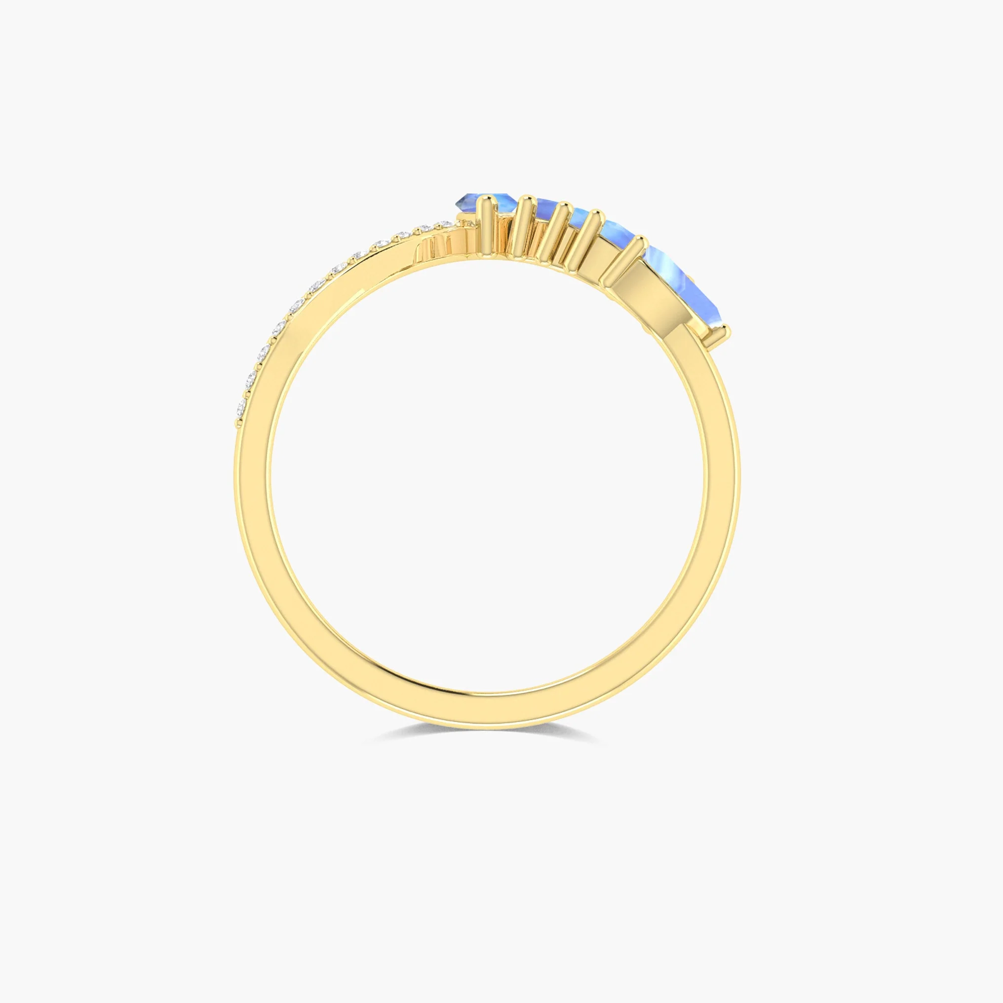 Moonstone Wishbone Ring with Marquise Shape Stones - Image 4