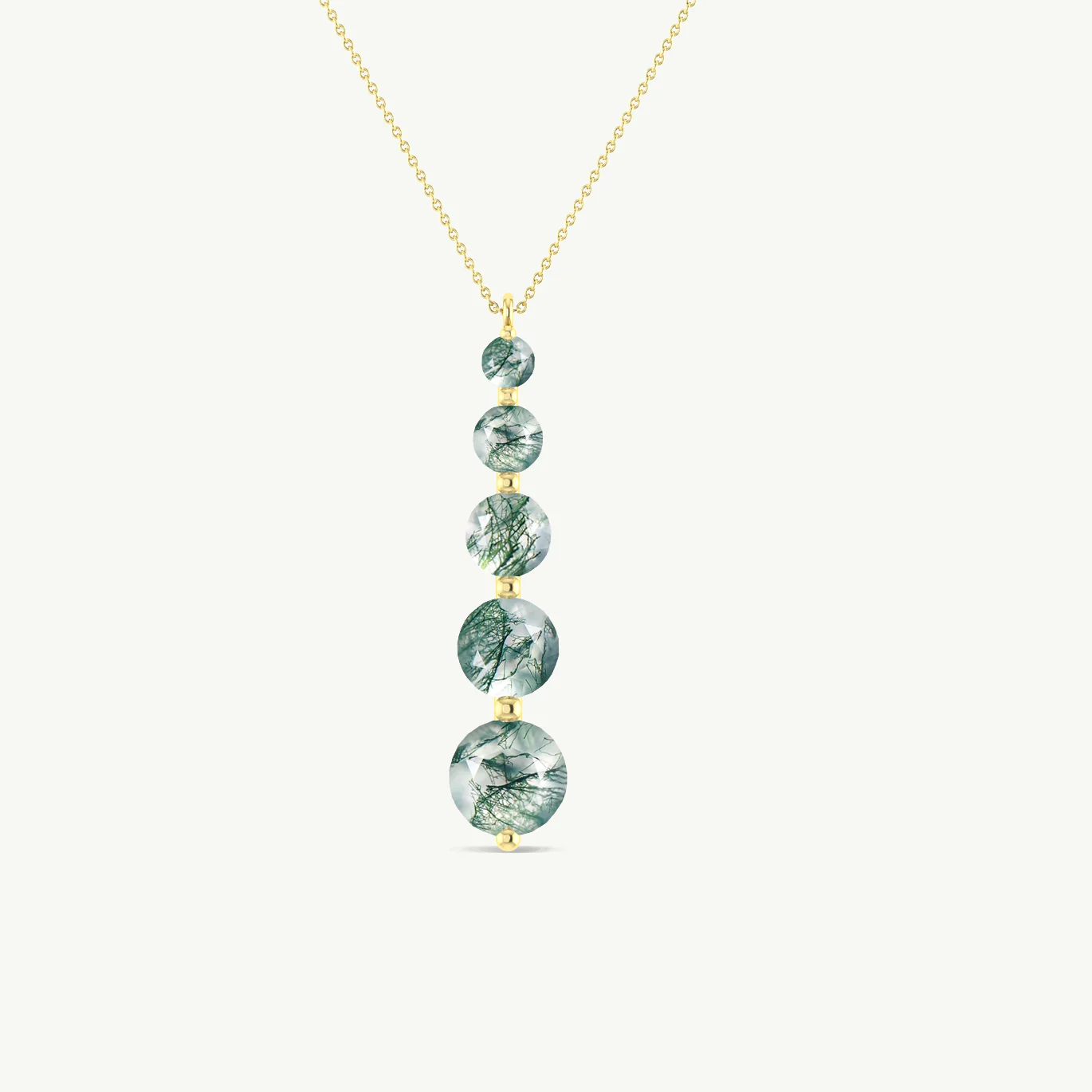 Moss Agate 5 Stone Bar Pendant Necklace in 925 Sterling Silver 4ct - Image 2