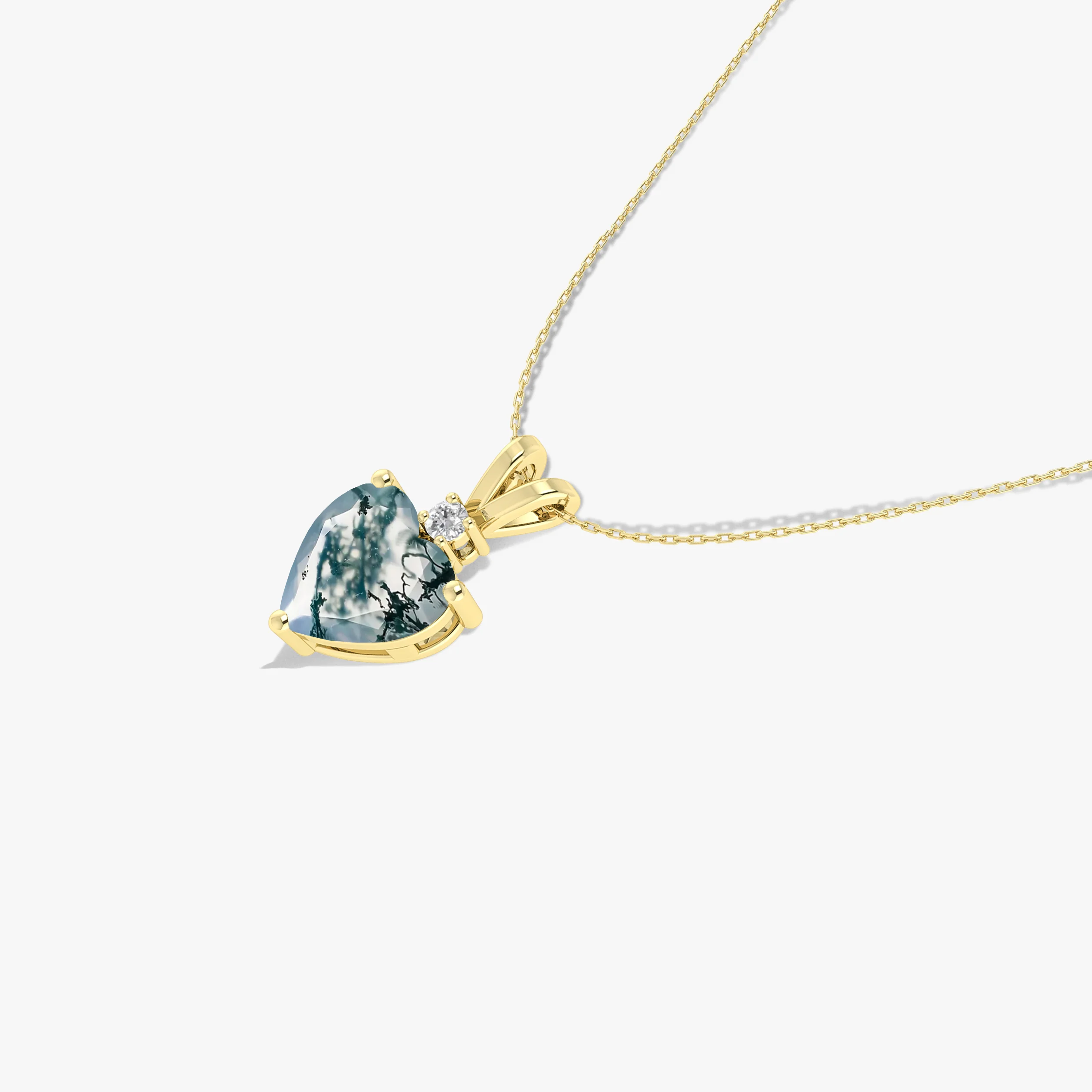 Moss Agate Heart Pendant Necklace in 925 Sterling Silver 7mm 1.5ct - Image 5