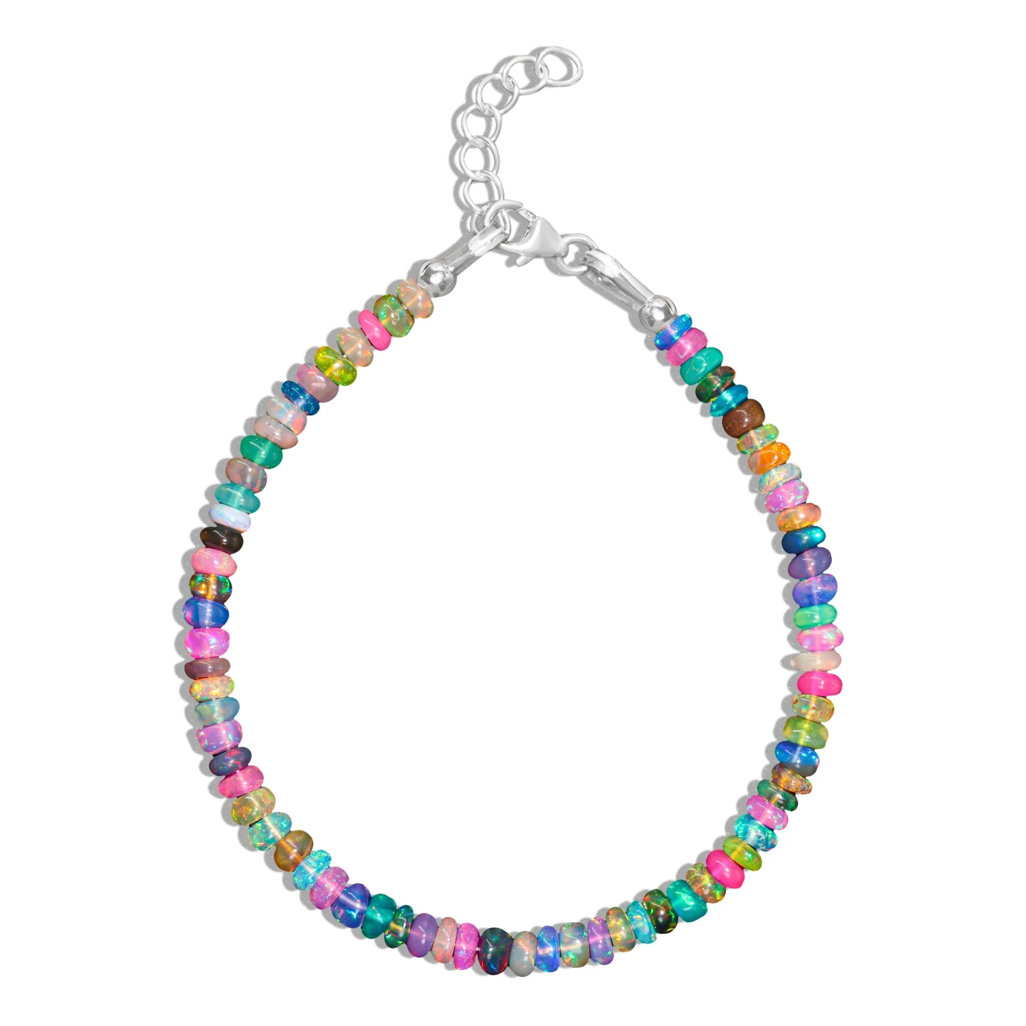 Multi Opal Plain Shaded Beaded Bracelet Natural Birthstone