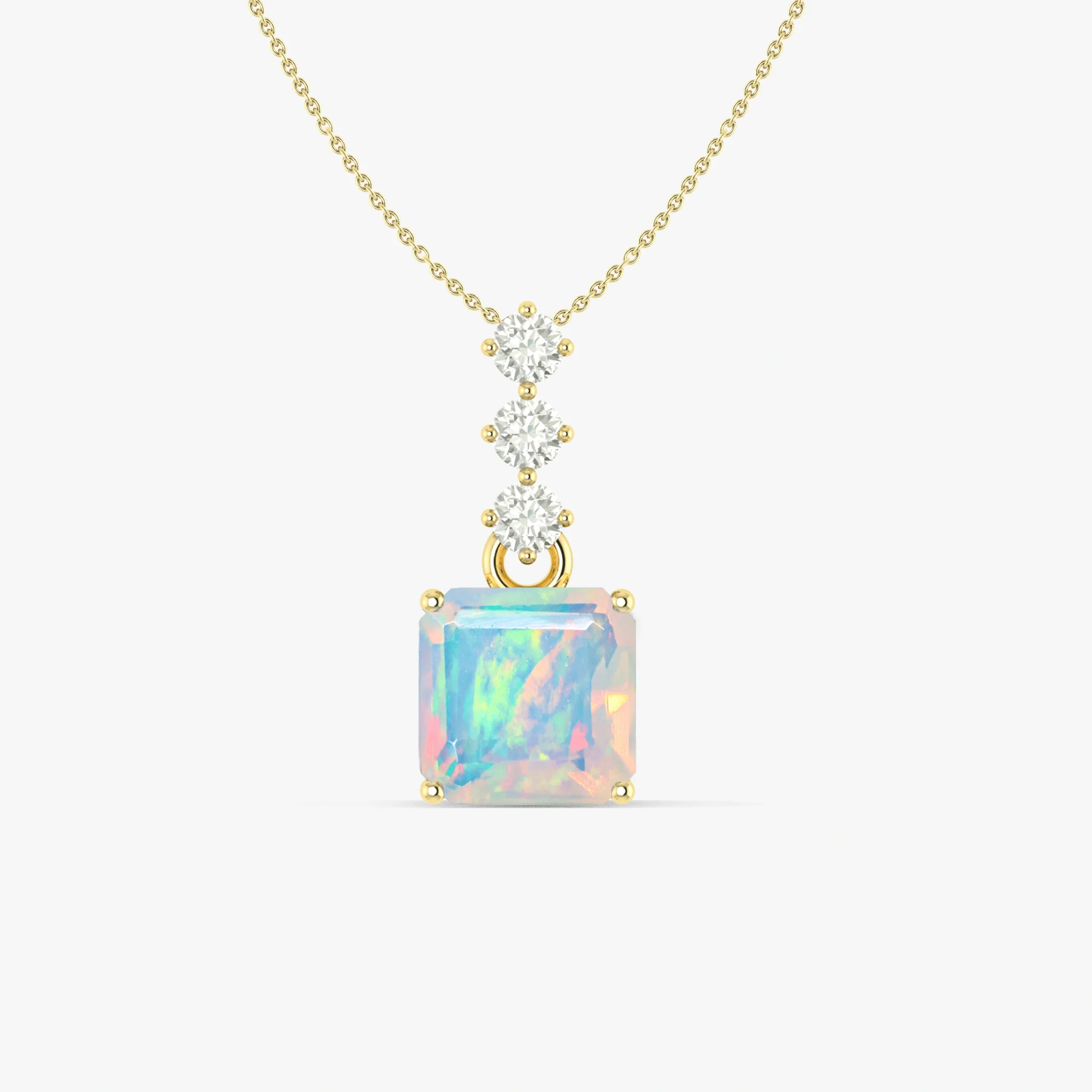 Luxury Multifire White Opal Octagon Gemstone Pendant