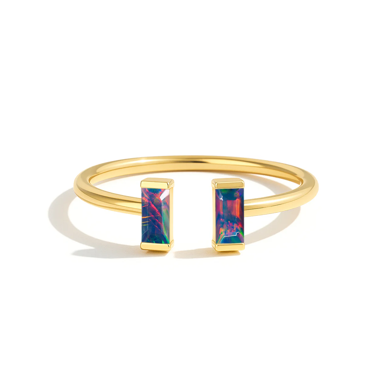 Natural Black Opal Baguette Open Ring in 925 Sterling Silver 5x2mm 0.50ct - Image 9