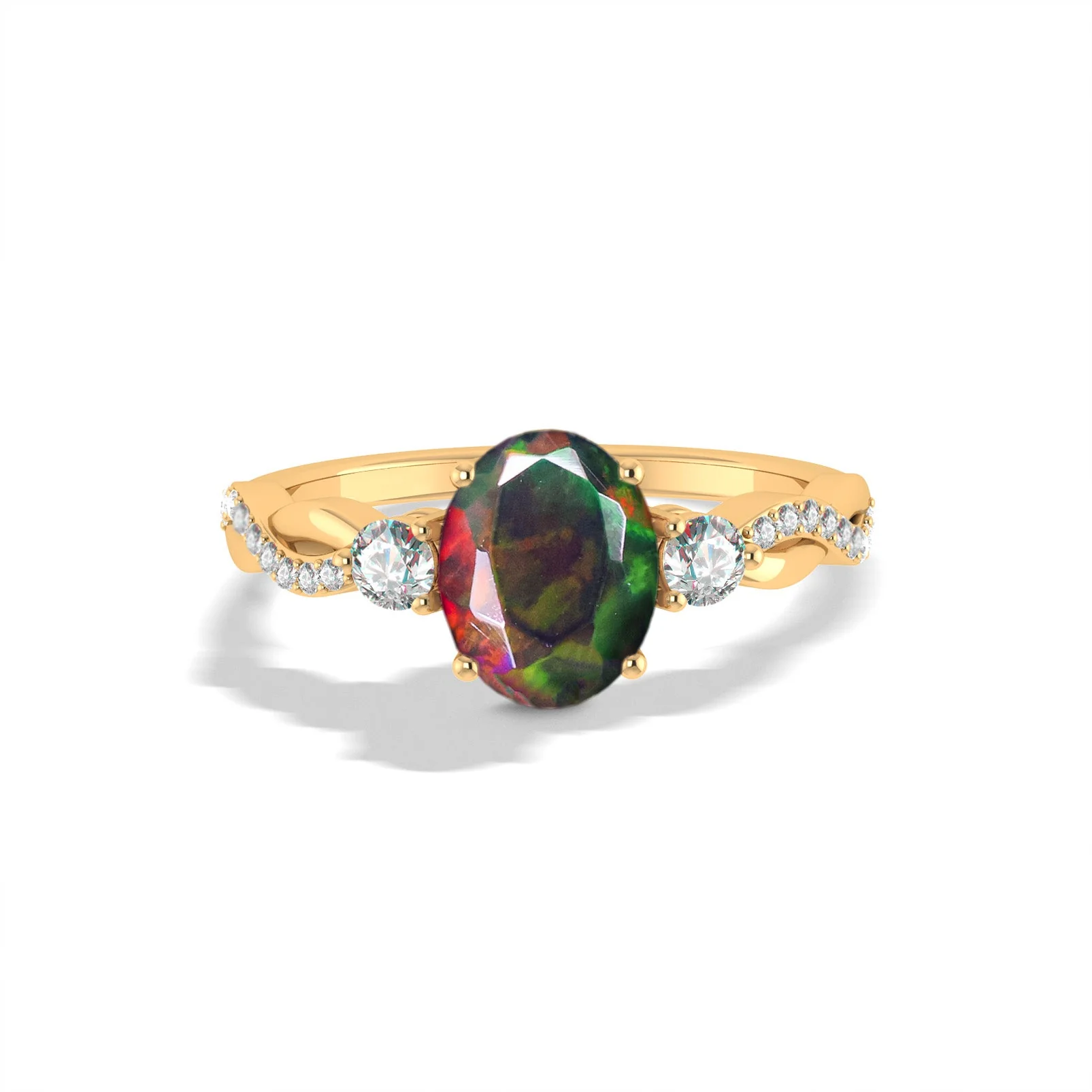 Natural Black Opal Engagement Solitaire Ring
