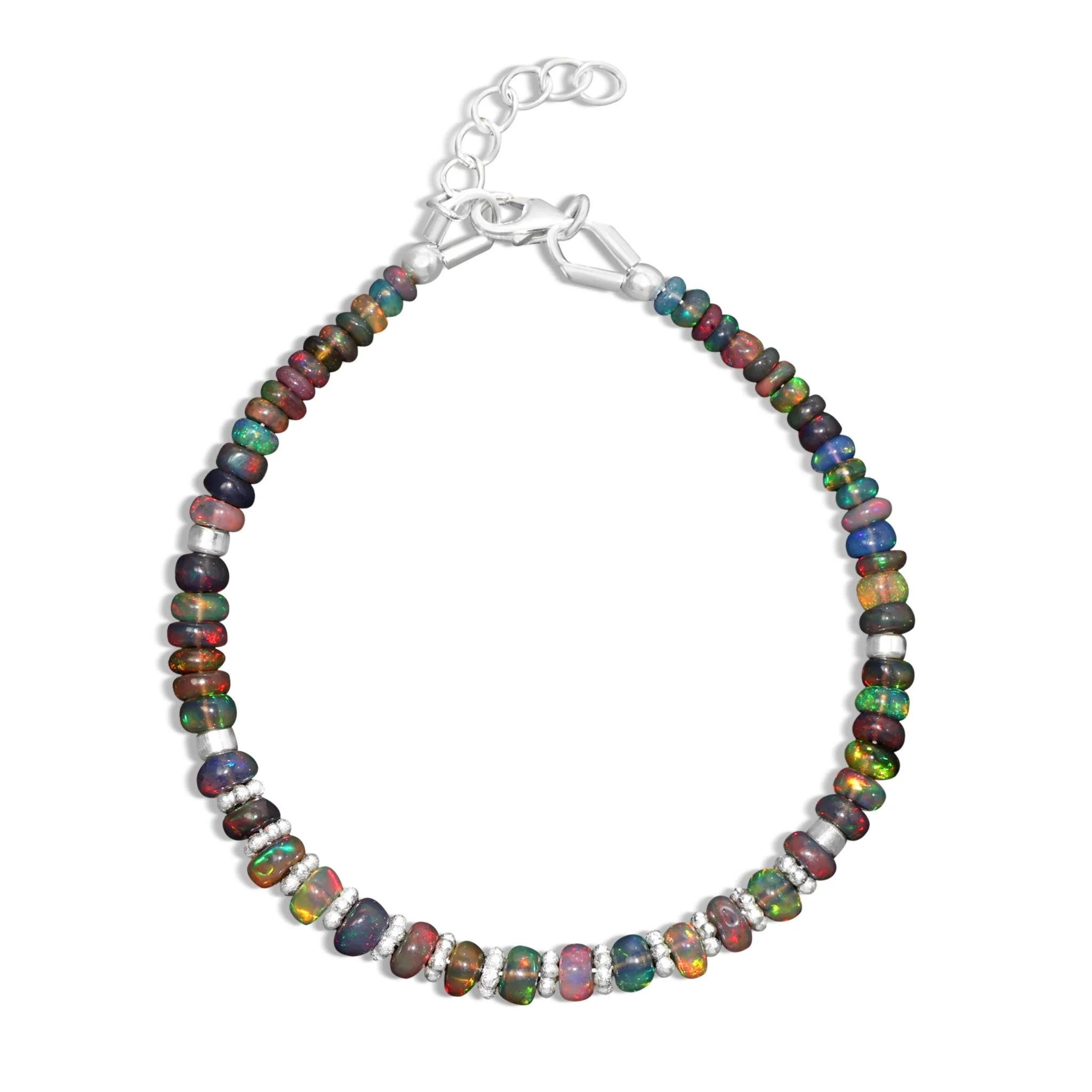 Natural Black Opal Separator Rondelle Beaded Bracelet