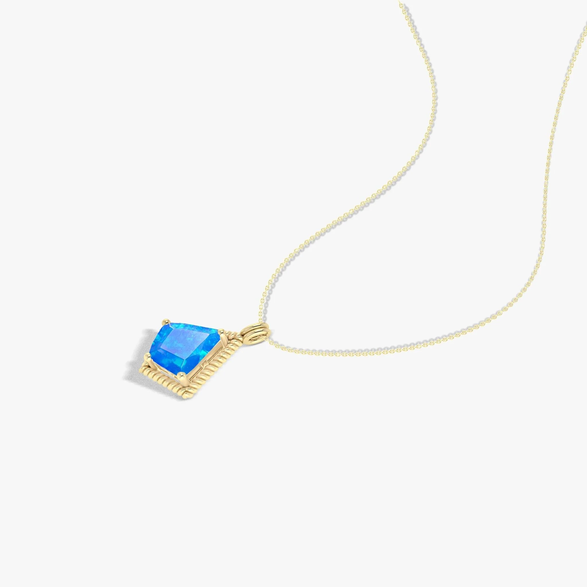 Natural Blue Opal Kite Style Chain Pendant Necklace - Image 4