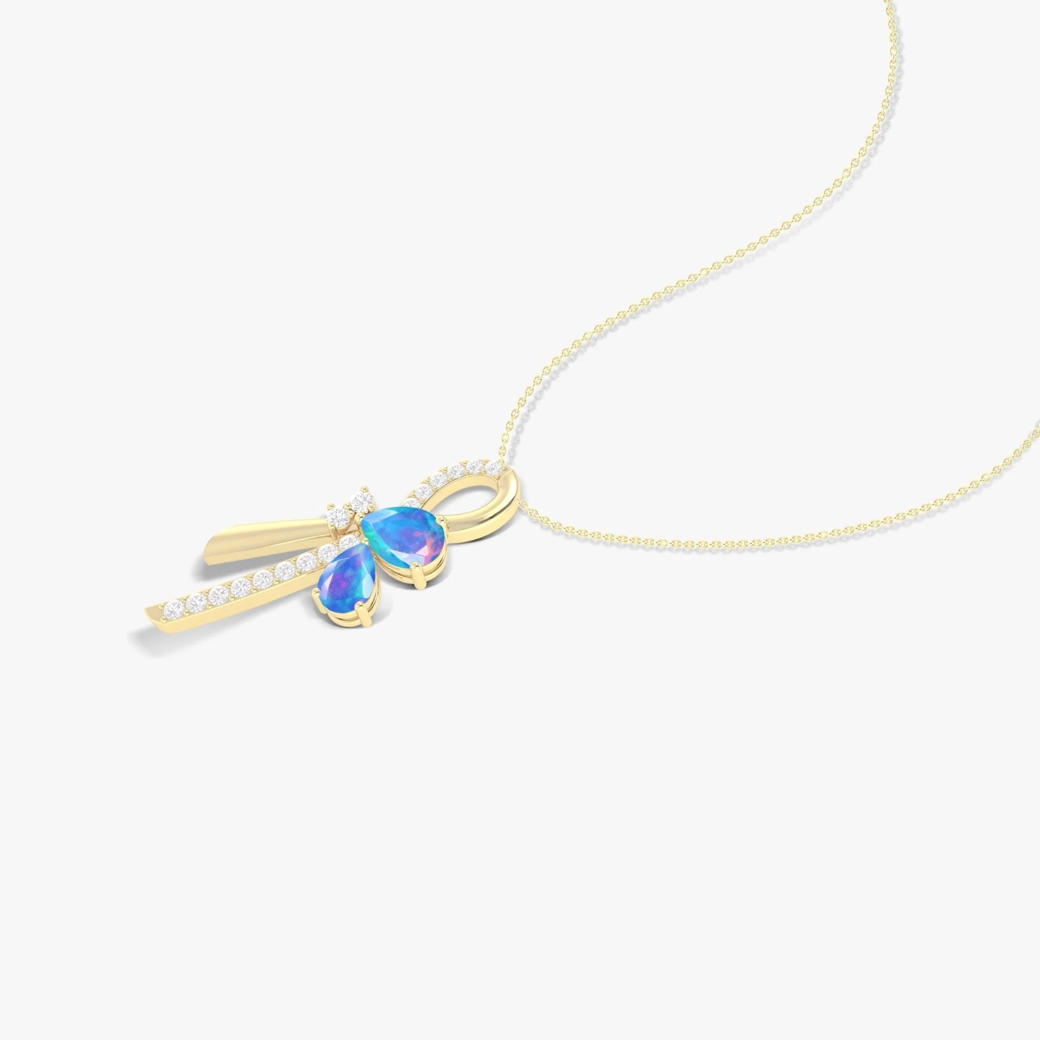 Natural Blue Opal Knot Style Charm Pendant Necklace - Image 4