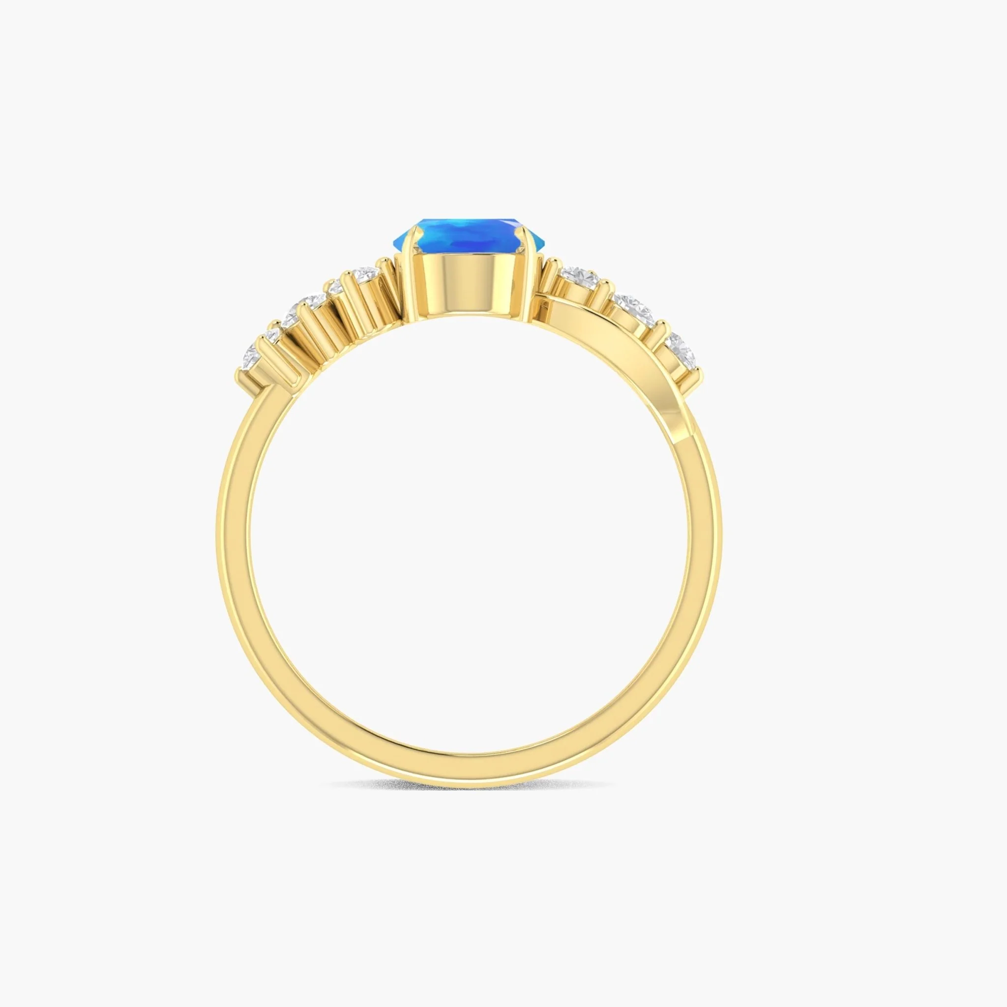 Natural Blue Opal Solitaire with Accents Ring with Gold Filled & Sterling Silver - Image 5