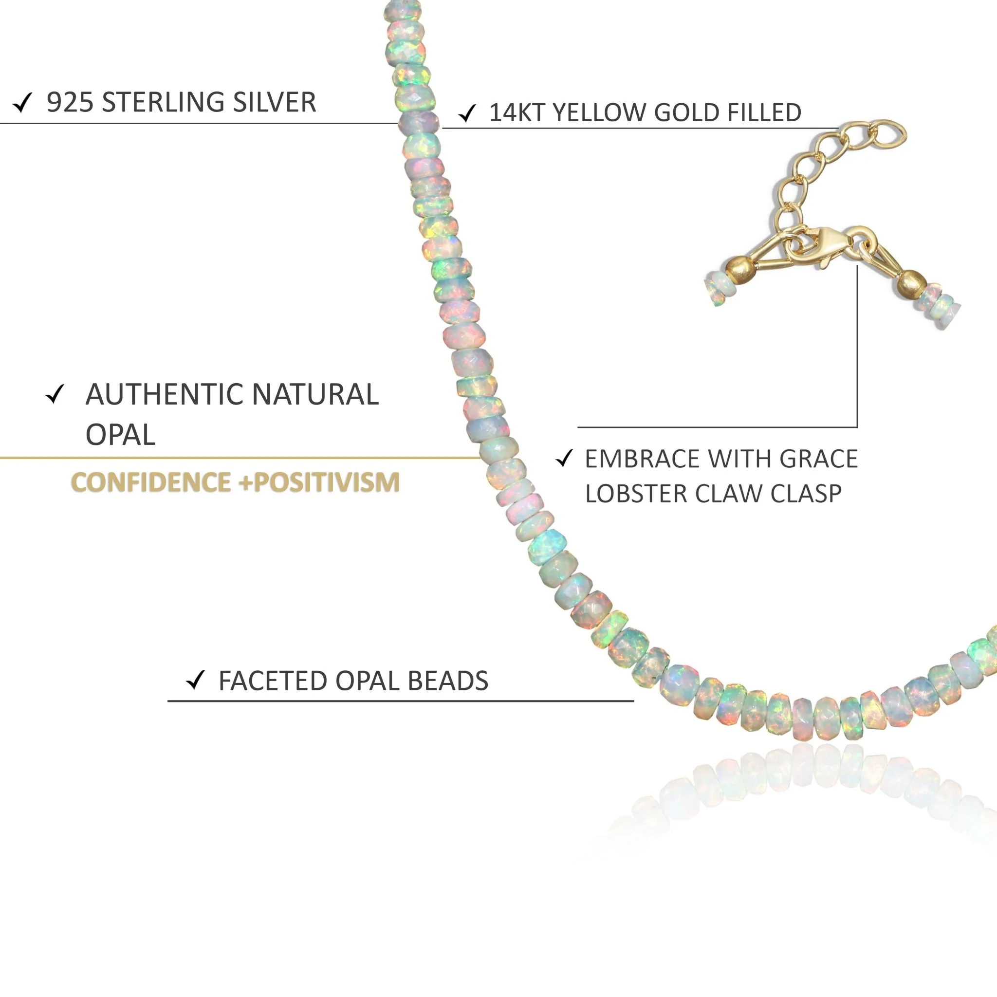 Natural Ethiopian Faceted White Opal Beaded Necklace for Wedding Gift - Image 3