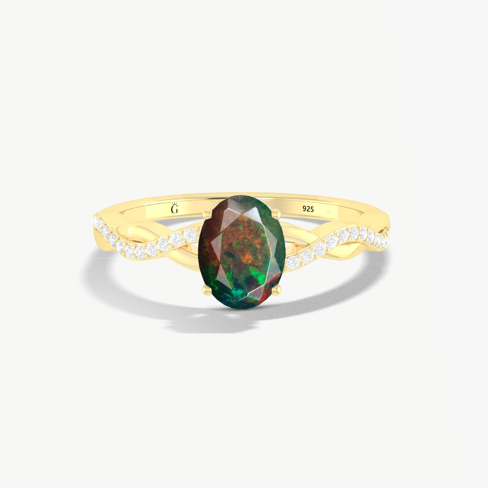 Natural fire Black Ethiopian opal Engagement ring