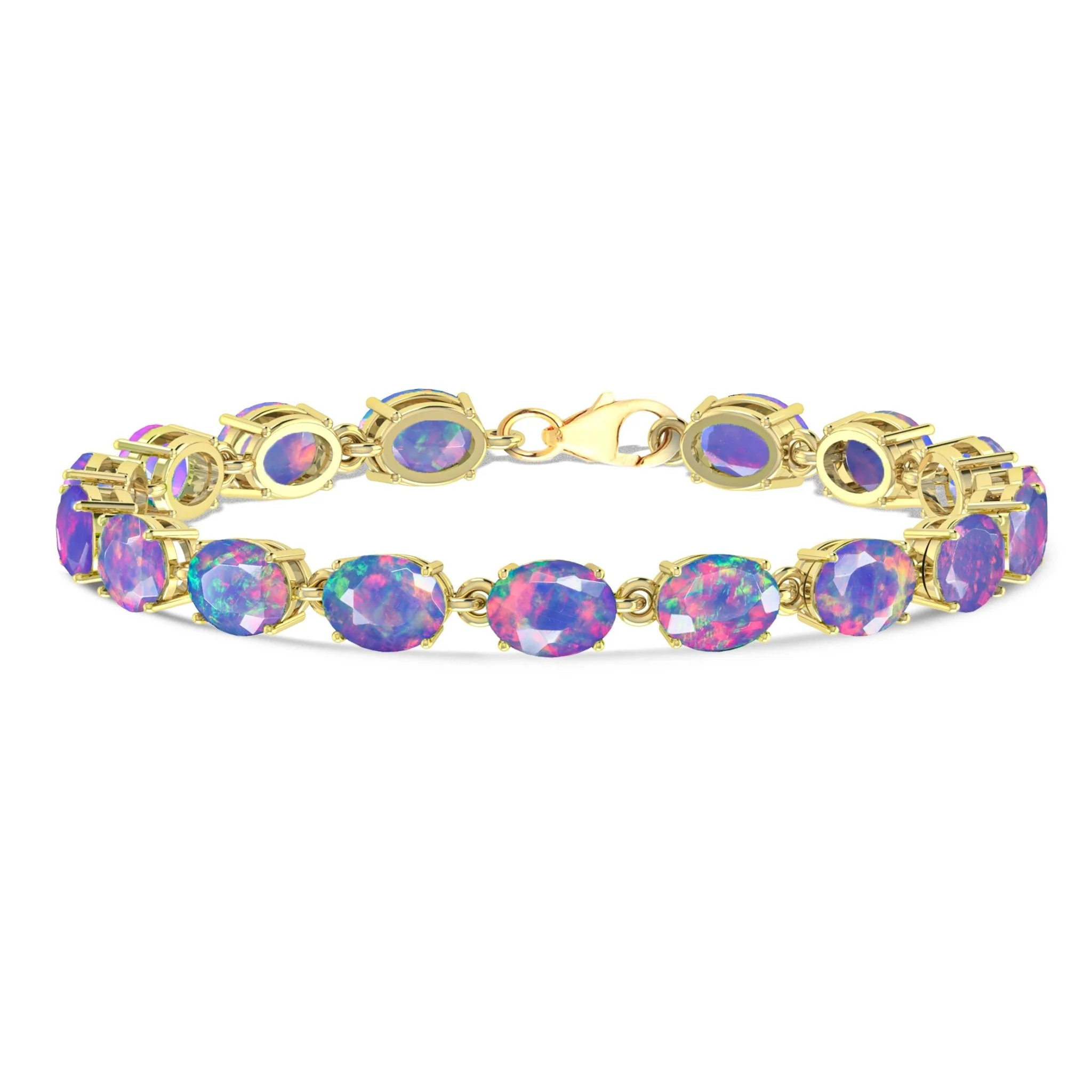 Black Natural Fire Opal Gemstone Tennis Bracelet - Image 6