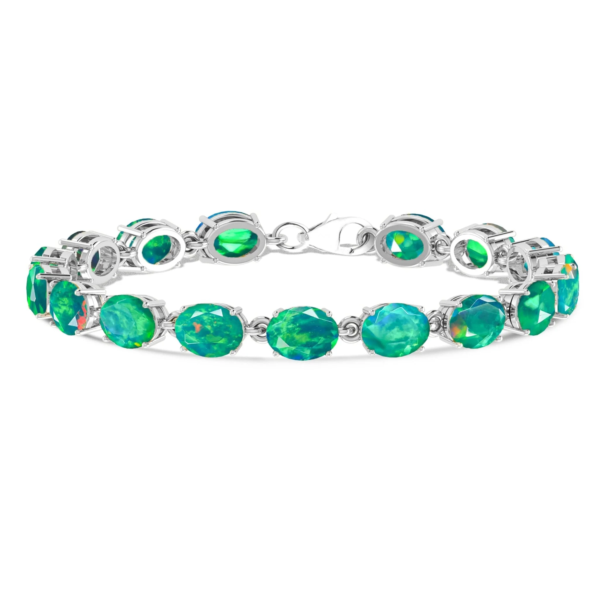 Black Natural Fire Opal Gemstone Tennis Bracelet - Image 9