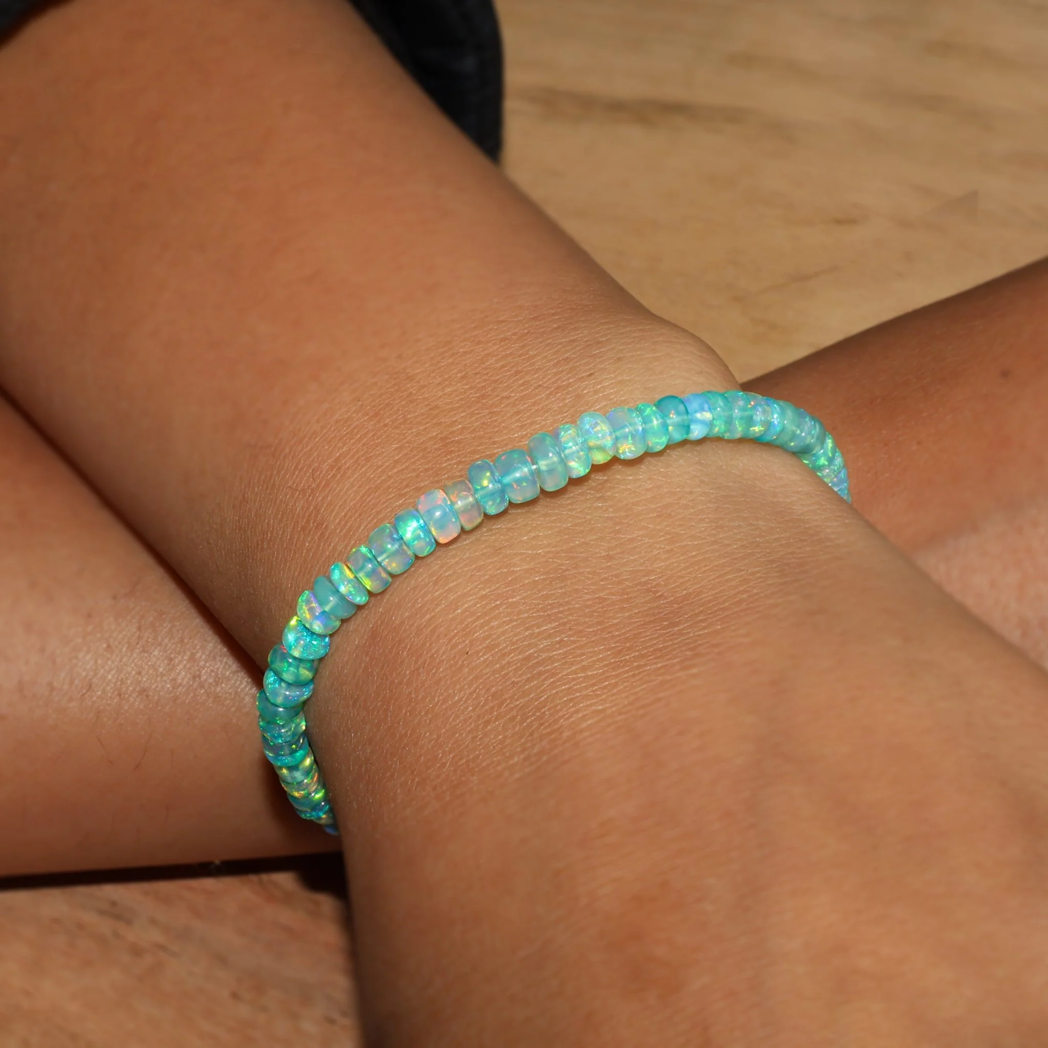 Natural Green Opal 4-5MM Plain Beaded Handmade Bracelet - Image 2