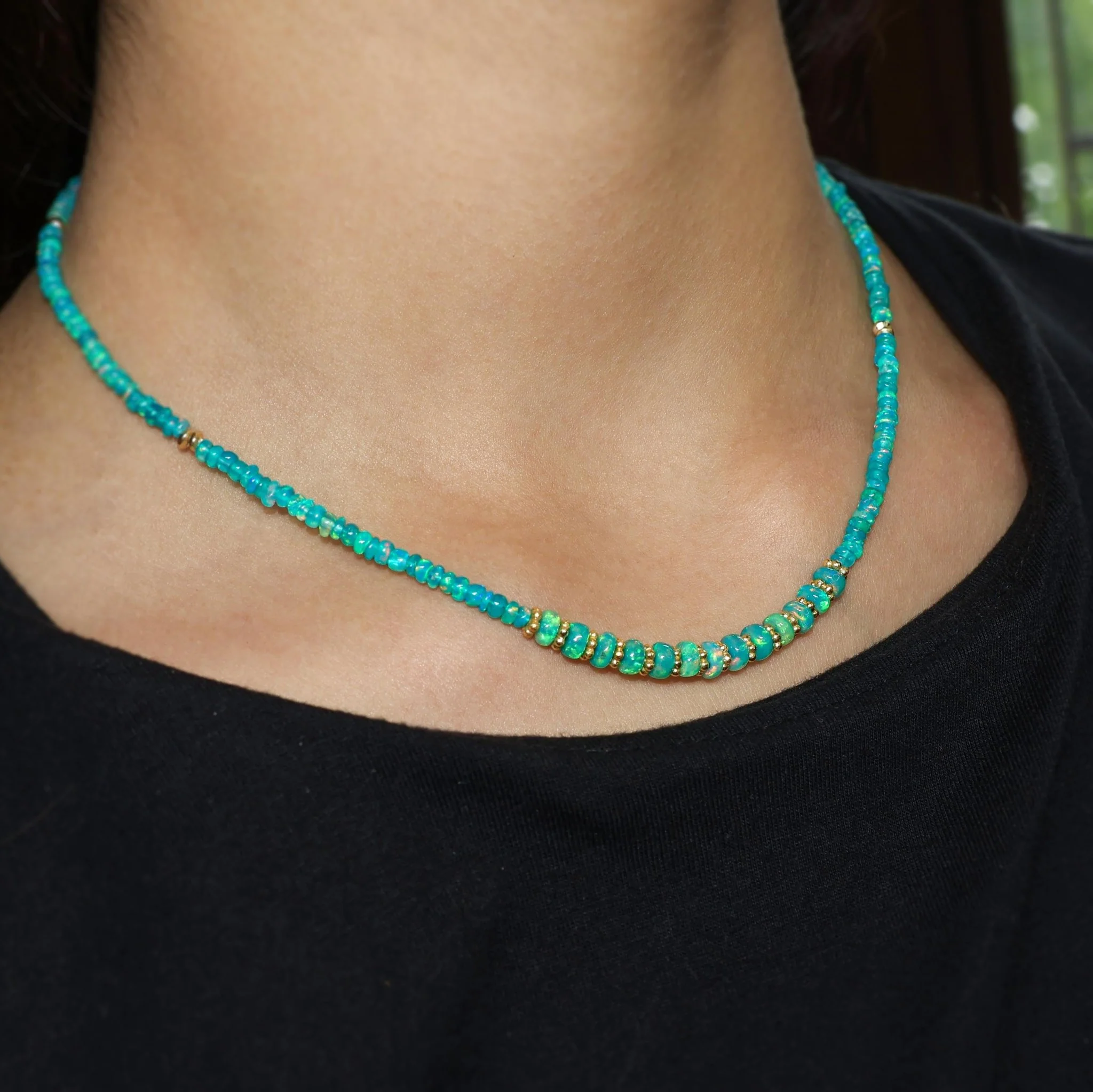 Natural Green Opal Handmade Bead Strand Necklace - Image 3