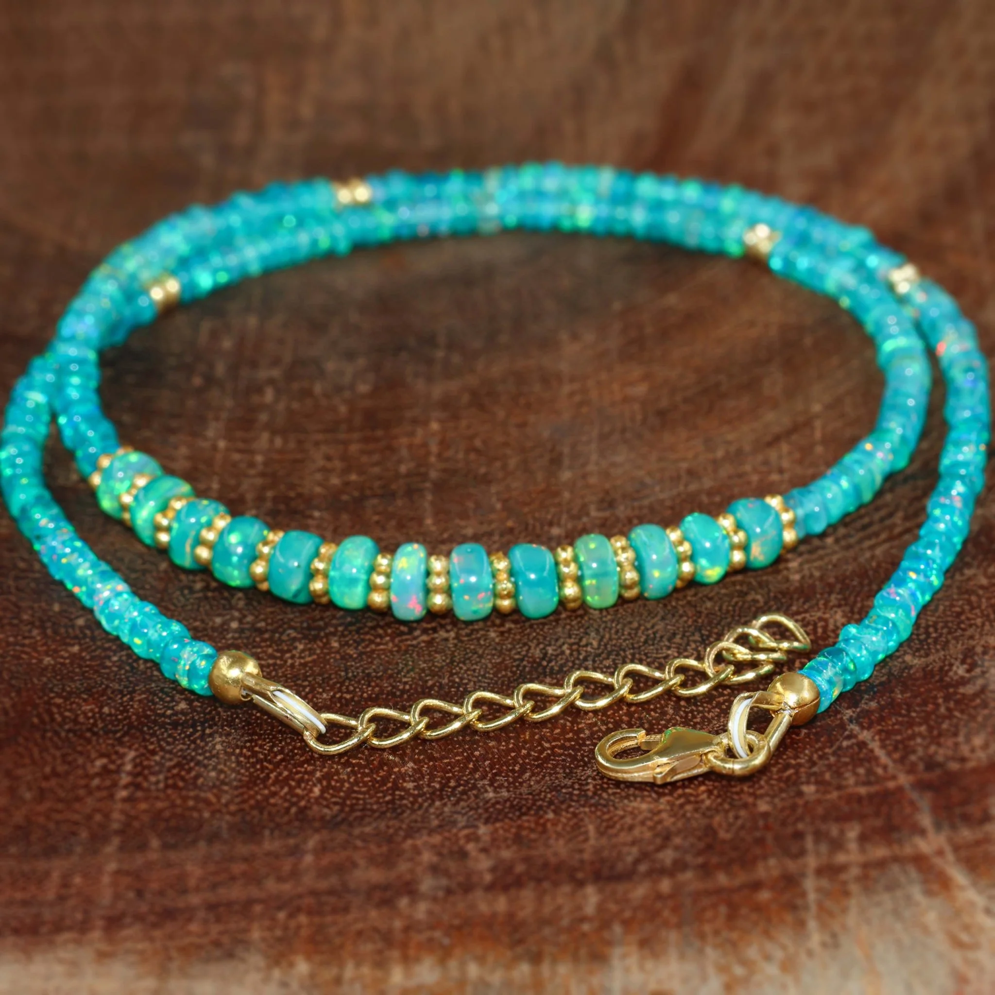 Natural Green Opal Handmade Bead Strand Necklace - Image 5