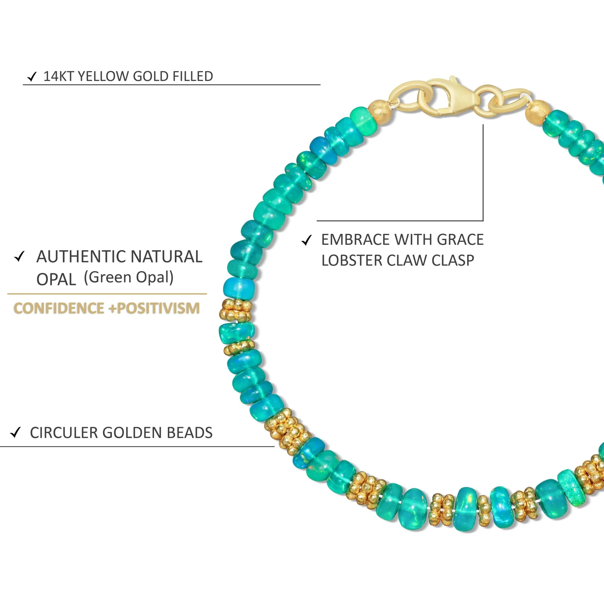 Natural Green Opal Separator Beaded Bracelet - Image 2