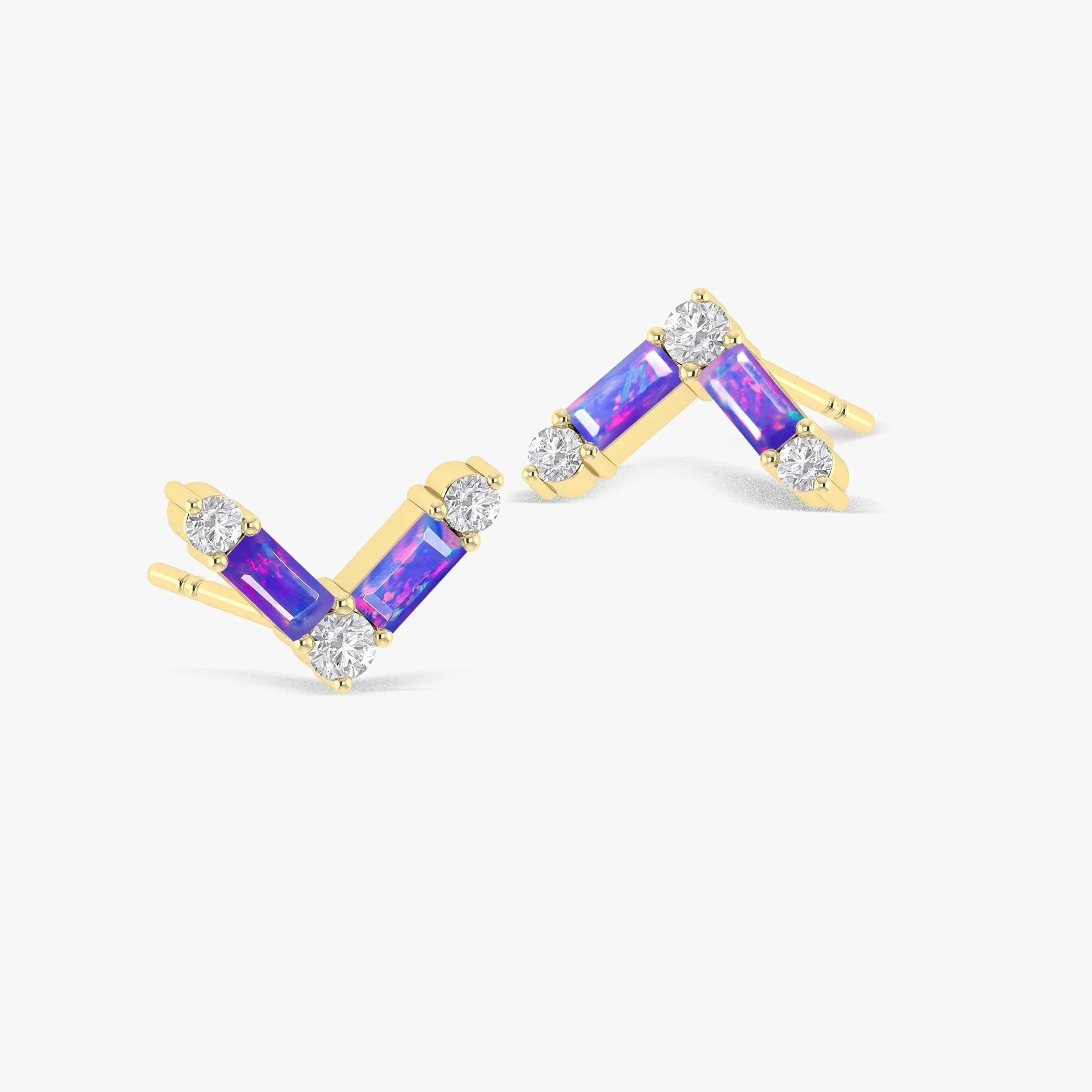 Natural Lavender Opal AV Style Stud Earrings - Image 4