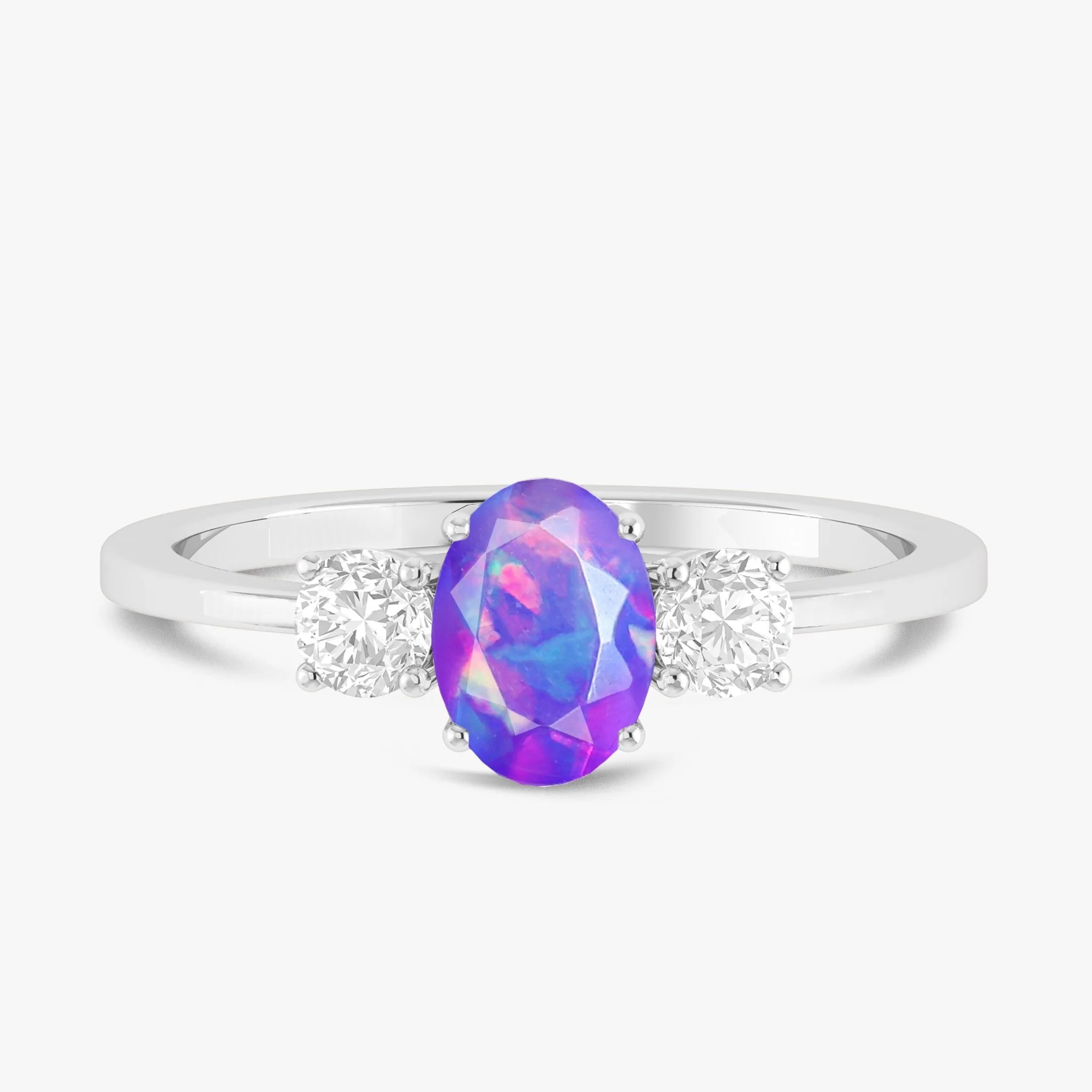 Natural Lavender Opal Engagement Ring with Zircon