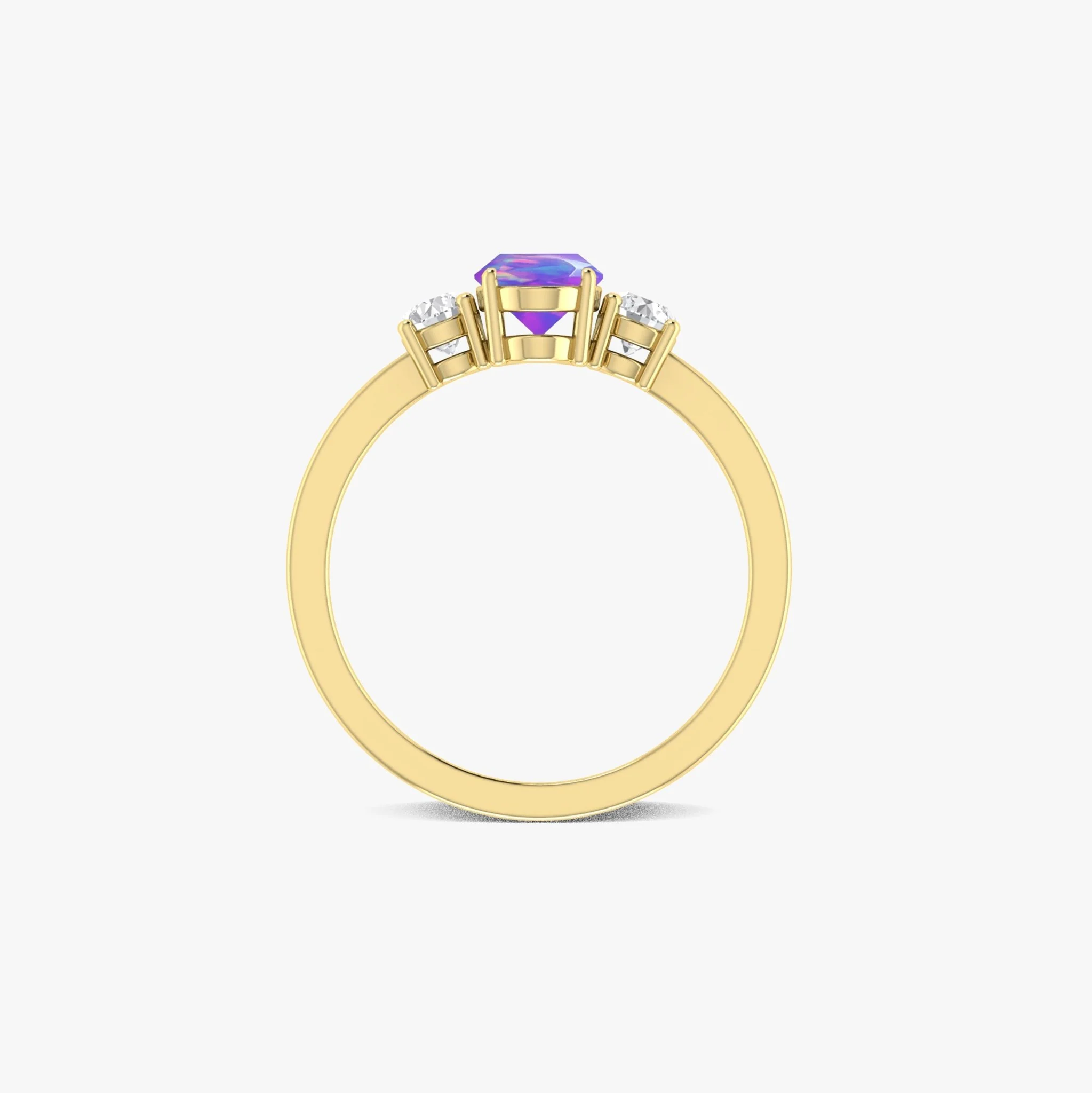 Natural Lavender Opal Engagement Ring with Zircon - Image 6